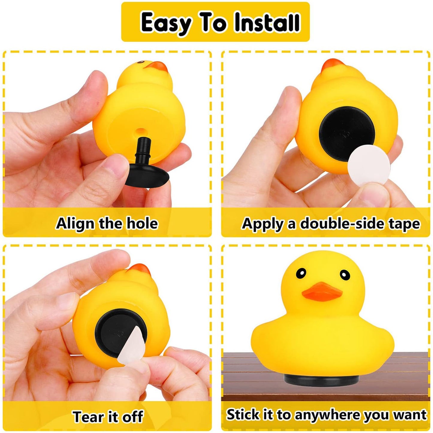 10Pcs Duck Plug - Rubber Duck Mount,Flock Locker Rubber Duck Holder for Jeep Dash and Fixed Display,Gift for Jeep Lover Includes Double Sided Stickers Inside (10PCS)