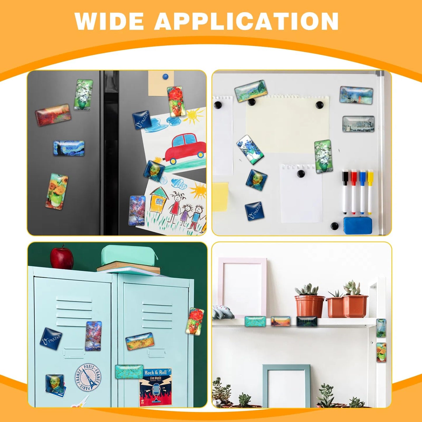 Decorative Art Strong Magnets for Refrigerator Office Kitchen Whiteboard Locker, Gifts for Art Lovers (Vangogh) (5, Small)