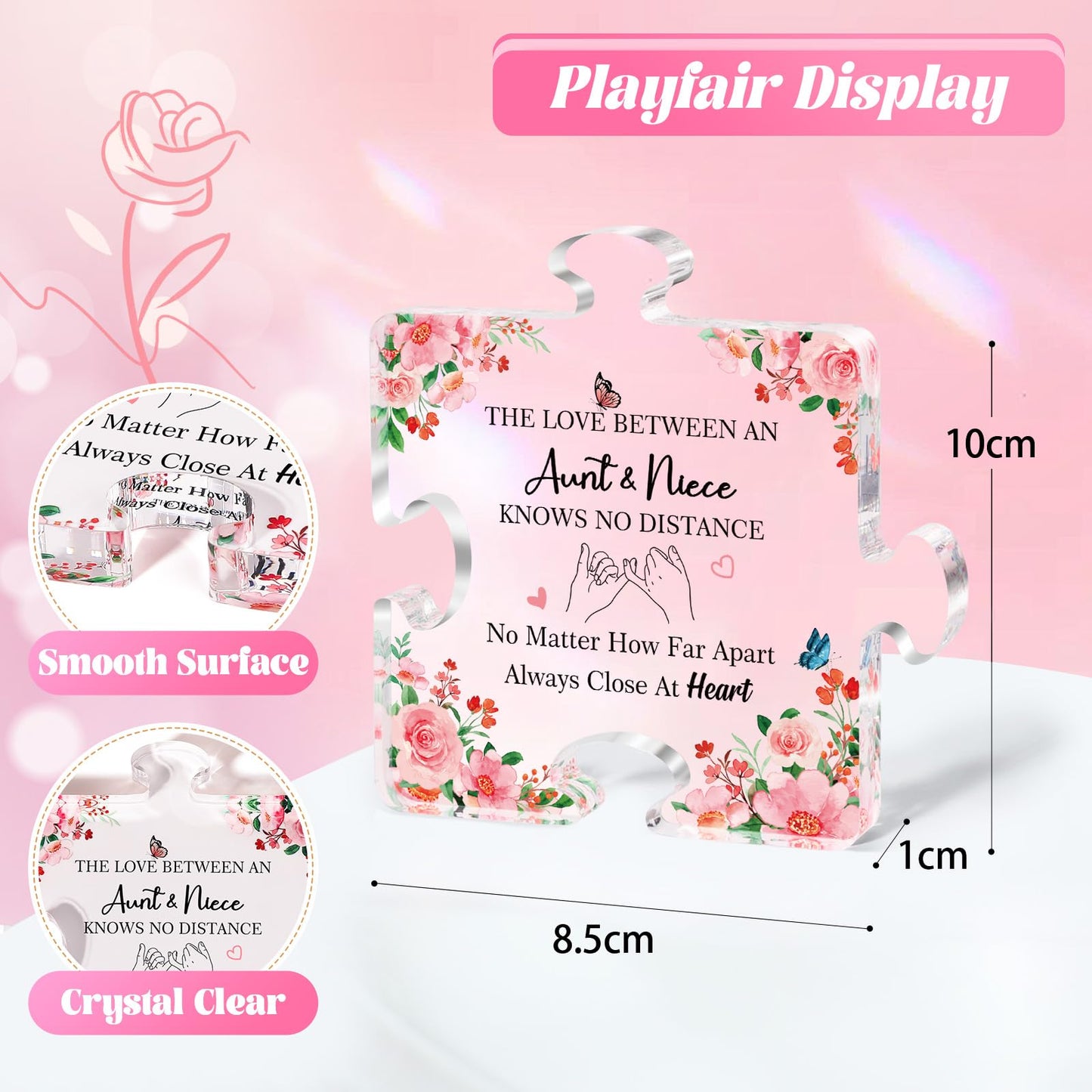 Gifts for Aunt: Aunt Birthday Gifts from Niece Nephew, Christmas Gifts for Her Women, Acrylic Puzzle Plaque 3.9 x 3.3Inch Decorative Sign