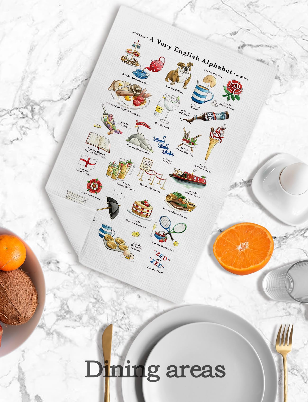 A Very English Alphabet Decorative Kitchen Towels 16x24 Inch ,English Gifts for Bathroom & Kitchen,British Gifts for Women Men,English Alphabet Lovers,