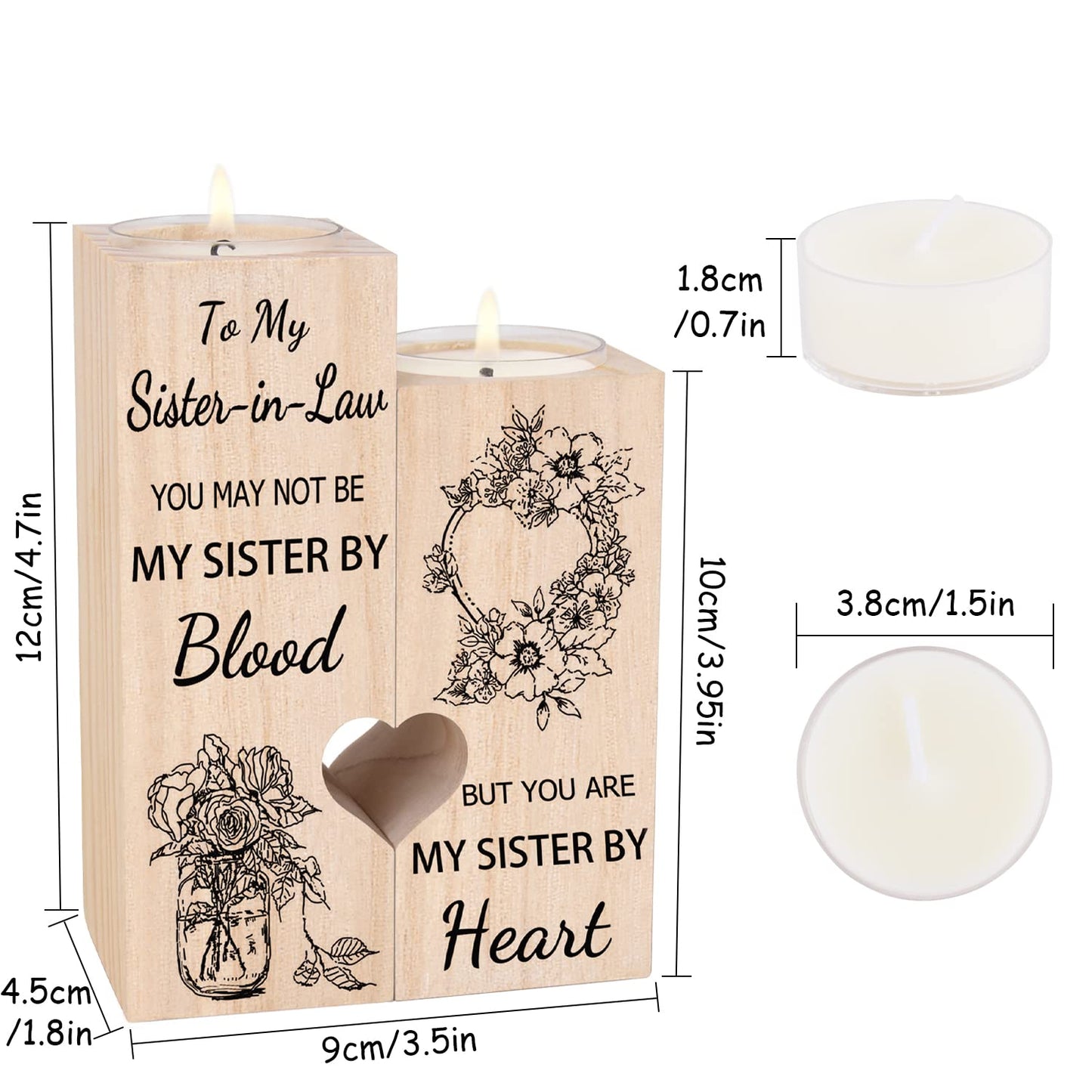 Sister in Law Gifts, Candlestick - Gifts for Sister in Law Birthday Christmas Mother's Day Wedding Gifts