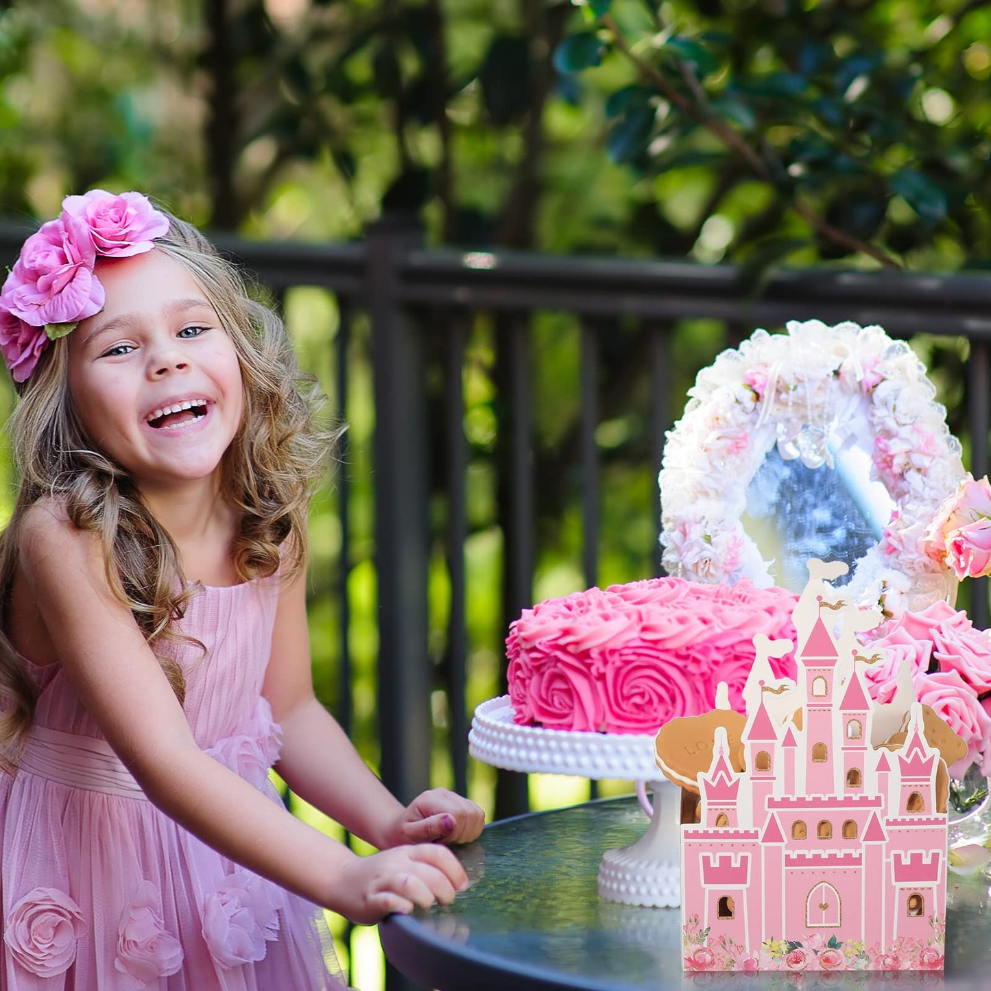 Outus 24 Pieces Princess Castle Party Favor Candy Boxes Pink Princess Goodie Bags Castle Favor Gift Bags for Wedding Kids Birthday Party Supplies Baby Shower Decorations 6.4 x 2.4 x 4.1 Inches
