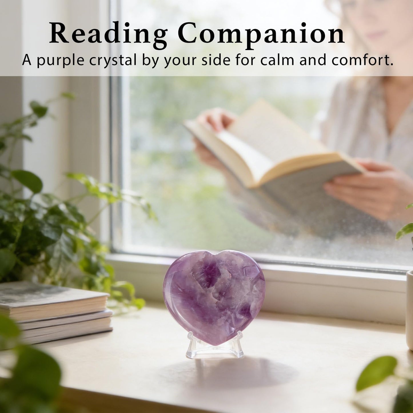 Anxiety Support Gift for Women - Amethyst Crystal Worry Stone, Stress Relief Thumb Stone, Thinking of You Comfort Gift, Inspirational Keepsake for Friends Family & Loved Ones (Amethyst)