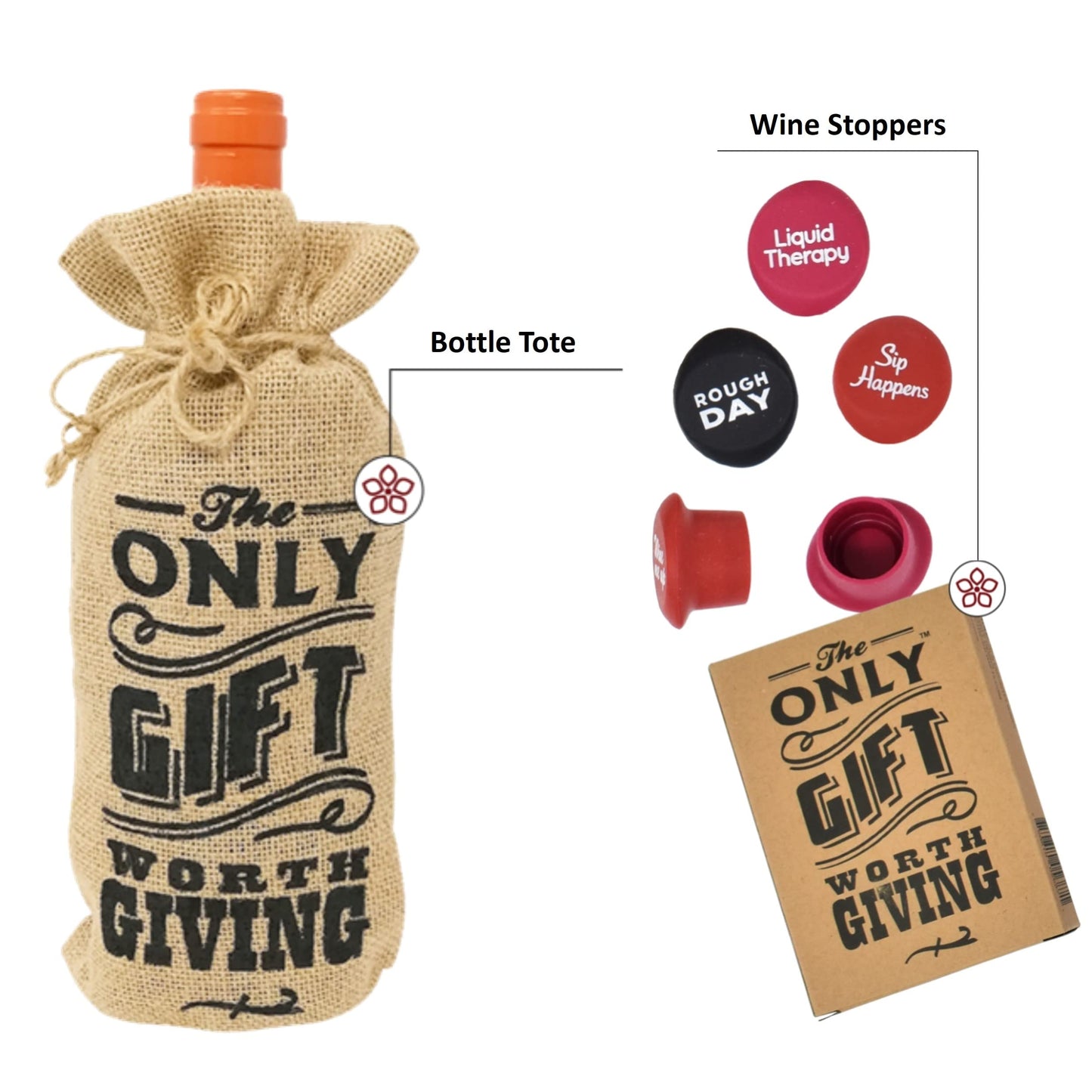 Wine Gift Basket - This Wine Gift Box Contains 13 Wine Gifts For Women - A Wine Basket with Funny Socks, Wine Stoppers, Wine Tote, Coasters and a Funny Wine Glass.