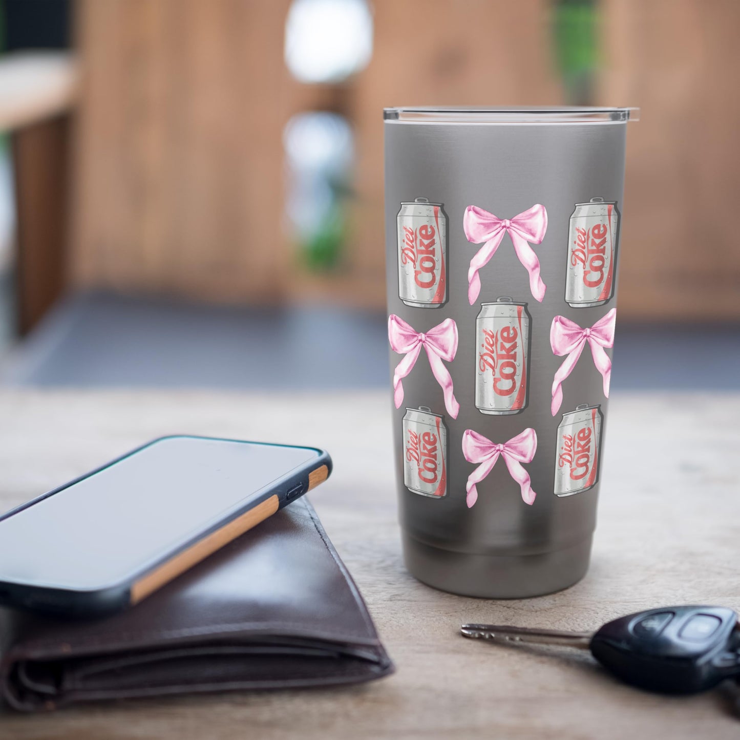 Coca-Cola Diet Coke & Pink Bows Collage Logo Vintage Stainless Steel Insulated Tumbler