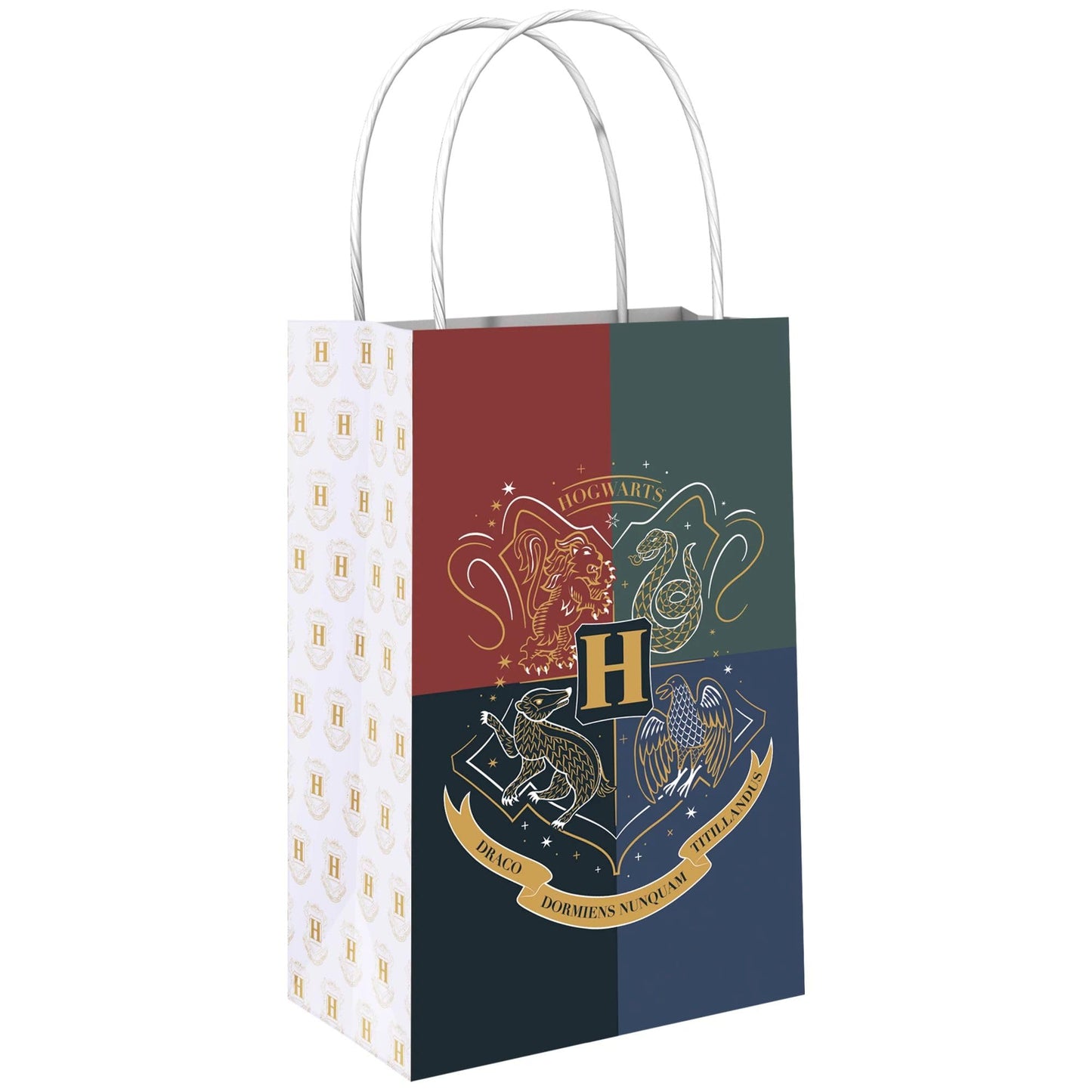 Printed Paper Kraft Bags - 8.25" x 5.25" x 3", 8 Pieces - Perfect for Parties, Gifts & Goodies, Harry Potter Hogwarts United