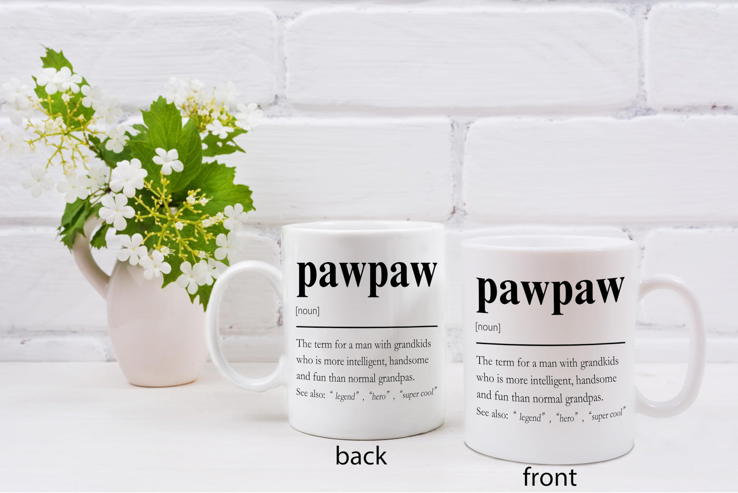 QASHWEY Pawpaw Mug, GrandpaPawpaw Gifts from Grandkids Coffee Mug, Grandpa Paw Paw Gifts Mugs, Fathers Day Christmas Mugs Tea Cup Gift for PawpawGrandpa, Pawpaw Definition Coffee Cups Ceramic 11oz