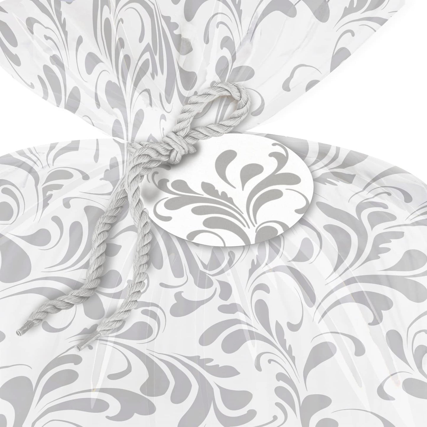 WRAPAHOLIC 56" Large Plastic Gift Bag - Silver Floral Jumbo Bike Bag Gift Wrap for Birthdays, Mother's Day, Wedding, Baby Shower, Parties, or Any Occasion - 56" H x 36" W