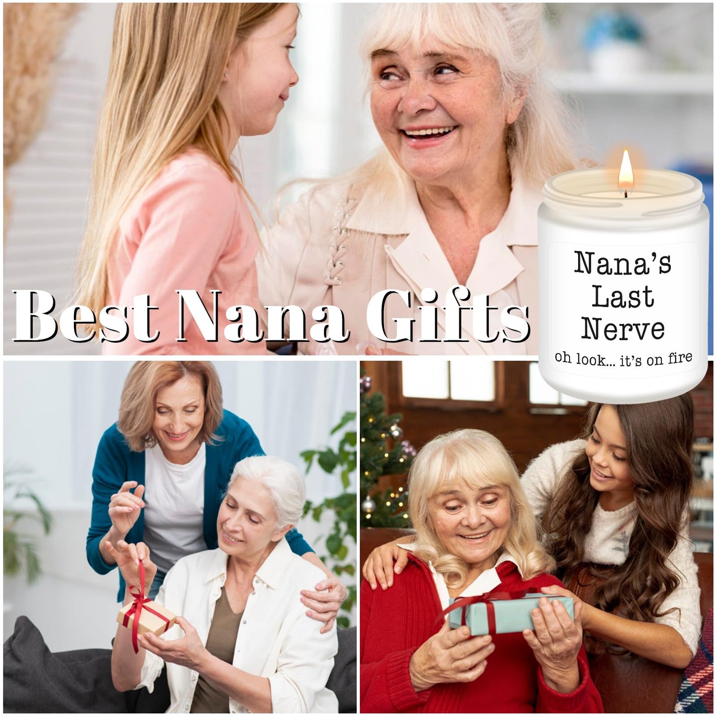 Homsolver Nana Gifts from Grandkids, Birthday Christmas Valentines Mothers Day Gifts for Nana,Nana's Last Nerve Scented Candle