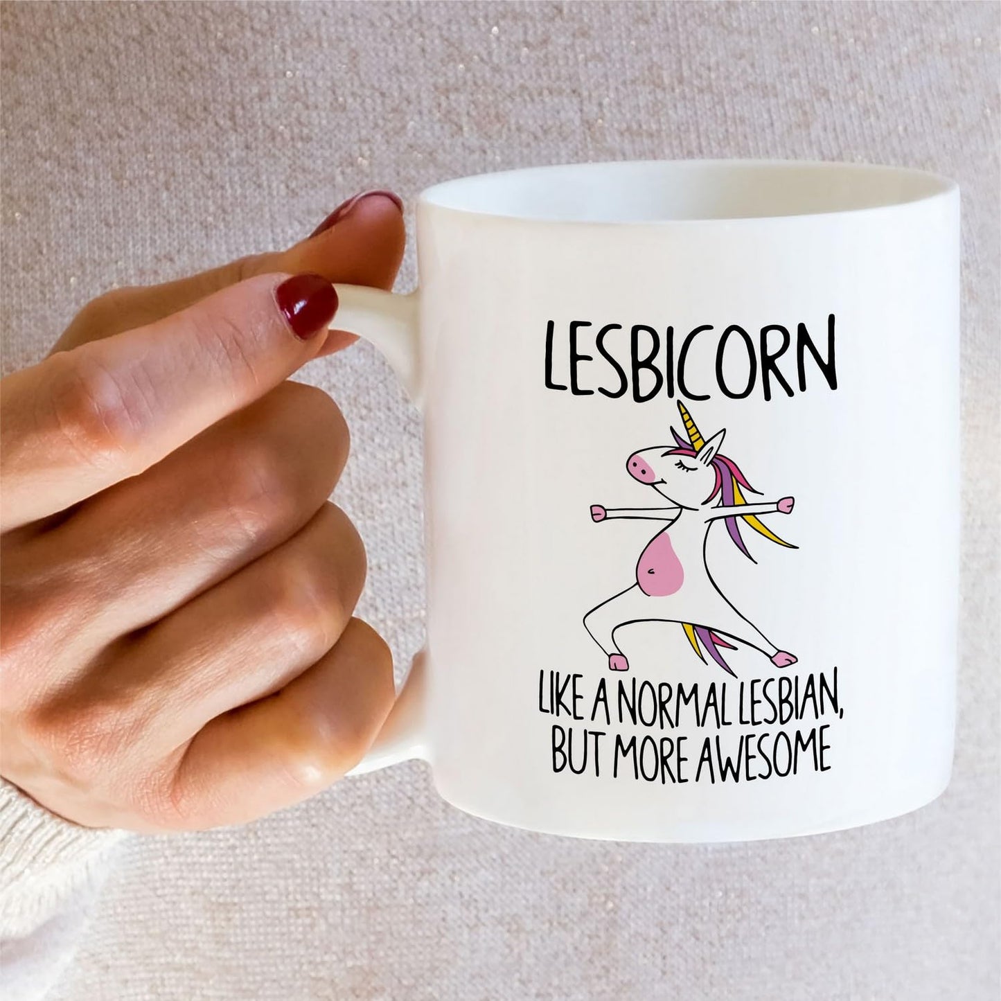 Retreez Funny Lesbian Mug Gift Awesome Lesbicorn Unicorn LGBT LGBTQ Equality Pride 11 Oz Ceramic Coffee Mugs - Sarcastic Motivational Inspirational birthday gifts for bestie her friend coworker sister