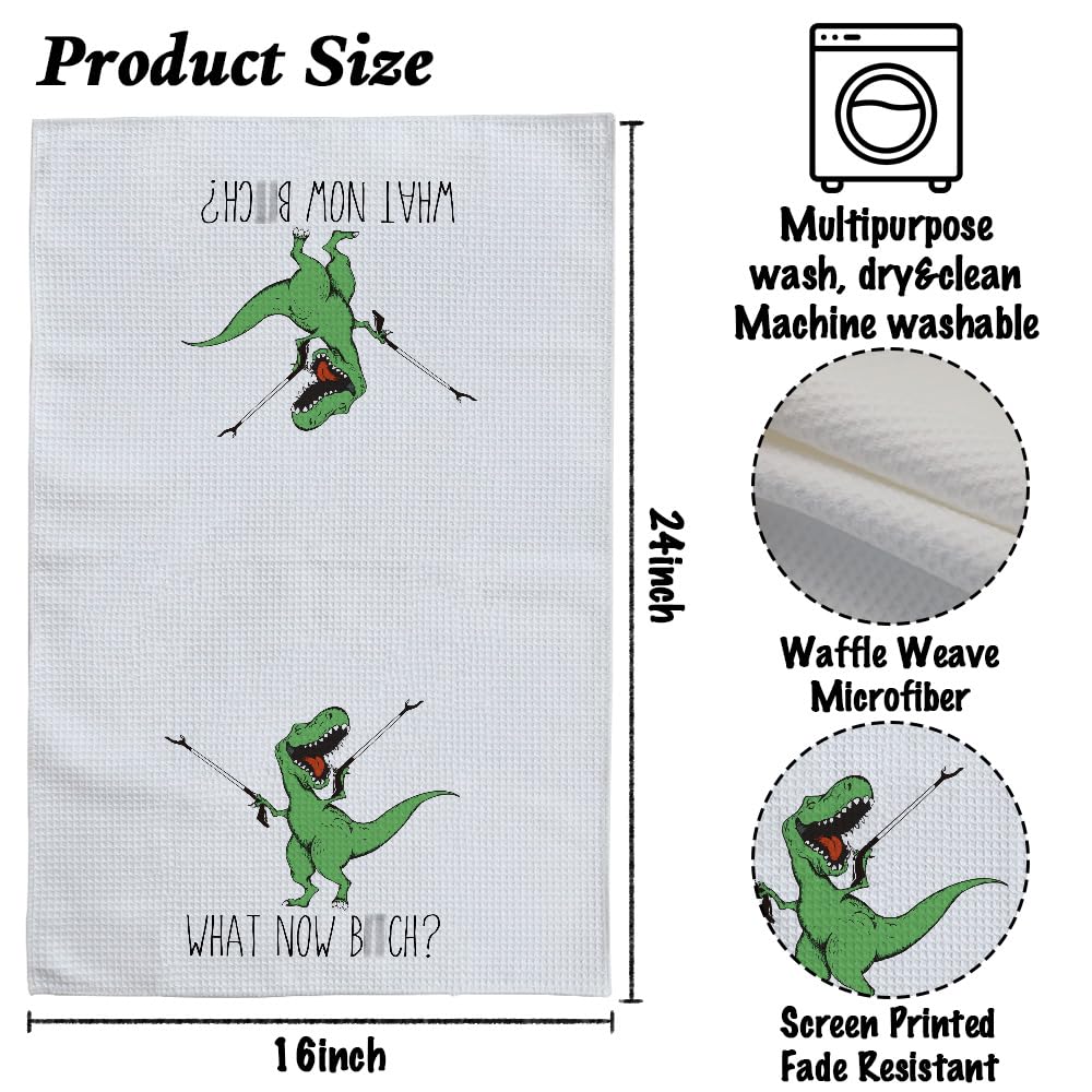 Funny Joked Themed Kitchen Dishcloth Gifts for Hostess Mom Women Housewarming, Funny Dinosaur Hand Towels for Best Friend Bestie, Sarcastic Adult Kitchen Towels Dish Towel Dishcloth 16x24