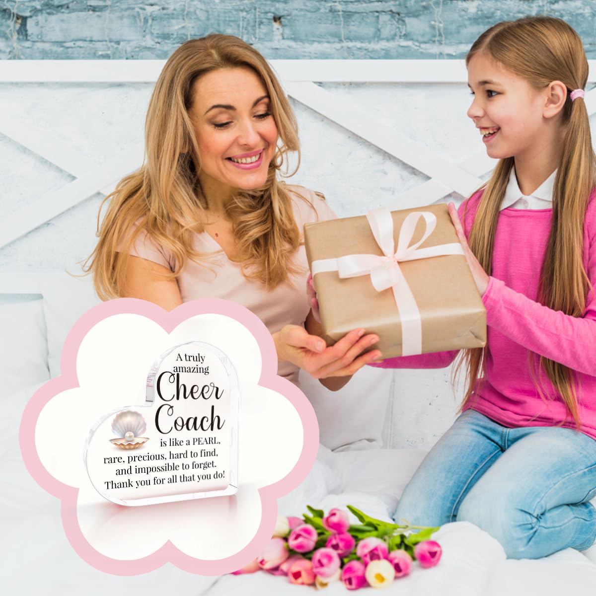 Cheer Coach Acrylic Sign for Women Cheerleading Cheerleader Gifts for Woman Her Thank You Appreciation Present for Physical Education Team Gym Ballet Dance Coach 4 X 4 Inch