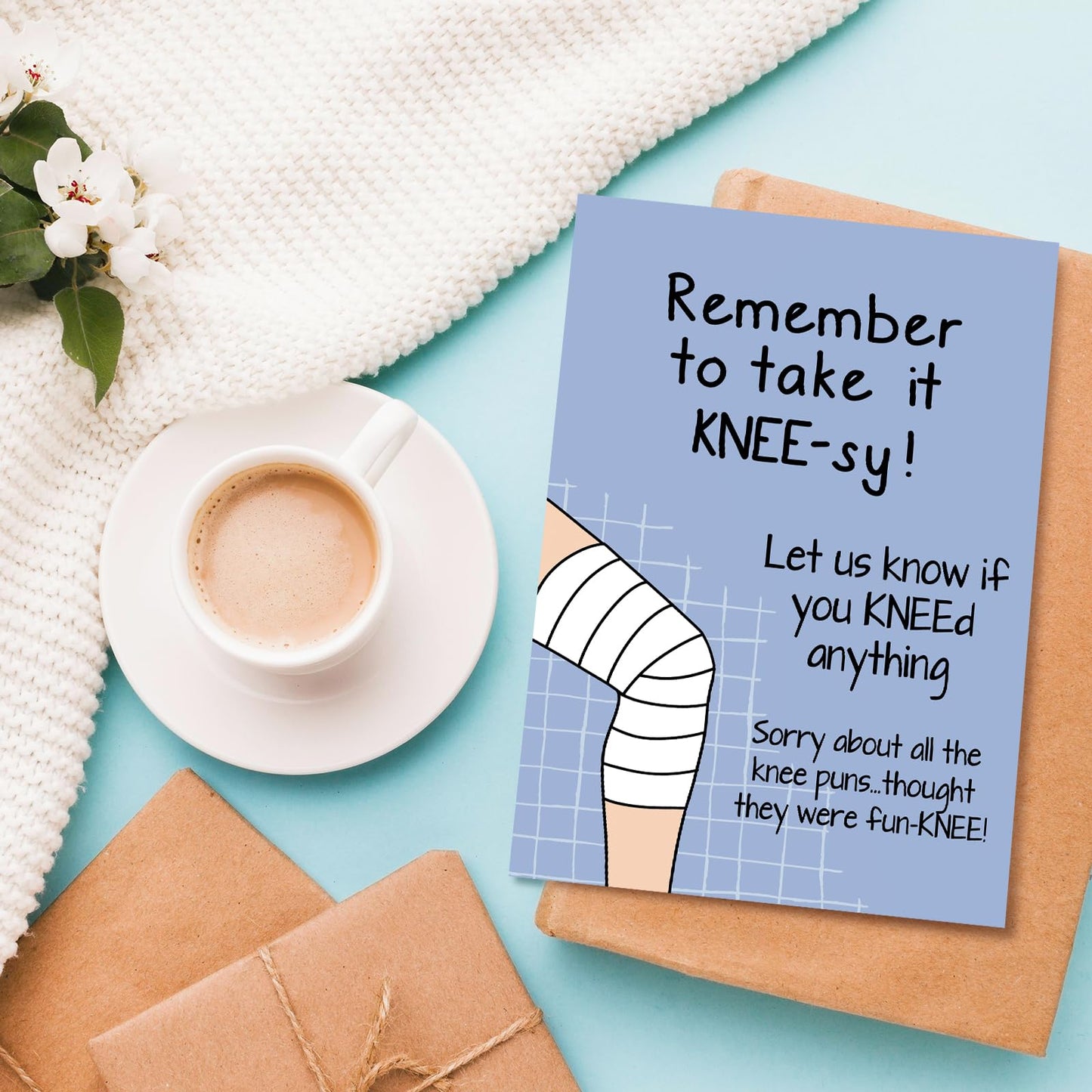 Funny Knee Get Well Soon Card for Men Women, Knee Replacement Card Gift for Patient, Speedy Surgery Recovery Cards for Him Her