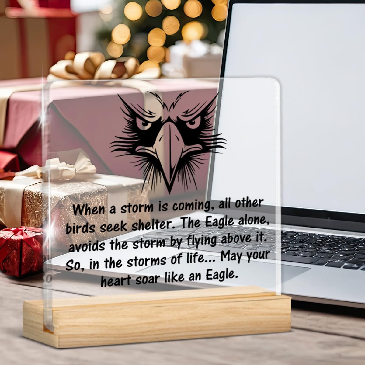 Inspirational Scouts Gifts, Graduation Gift for Boy Scouts Son, May Your Heart Soar Like an Eagle Clear Acrylic Desk Decorative Sign Home Decor