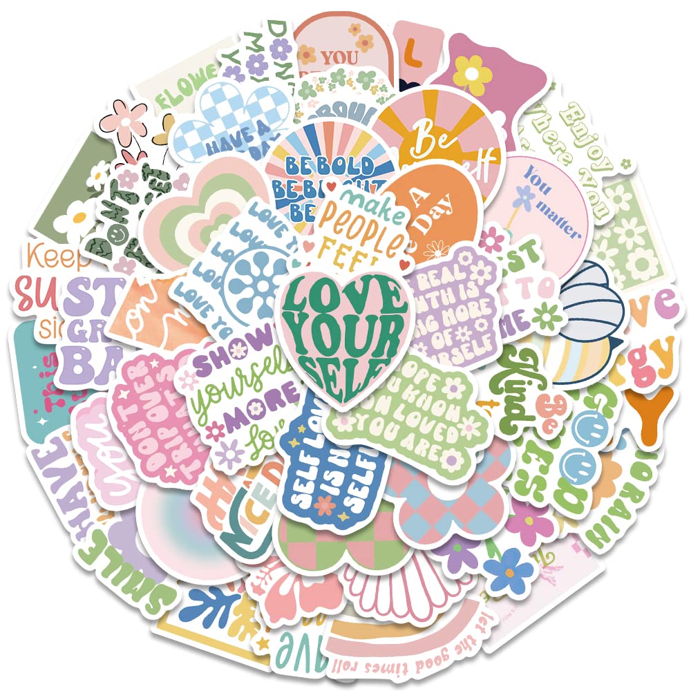 Cute Pink Inspirational Aesthetic Stickers for Women, 50PCS Motivational Vinyl Waterproof Stickers for Water Bottles Laptop Scrapbook, Encouragement Decals