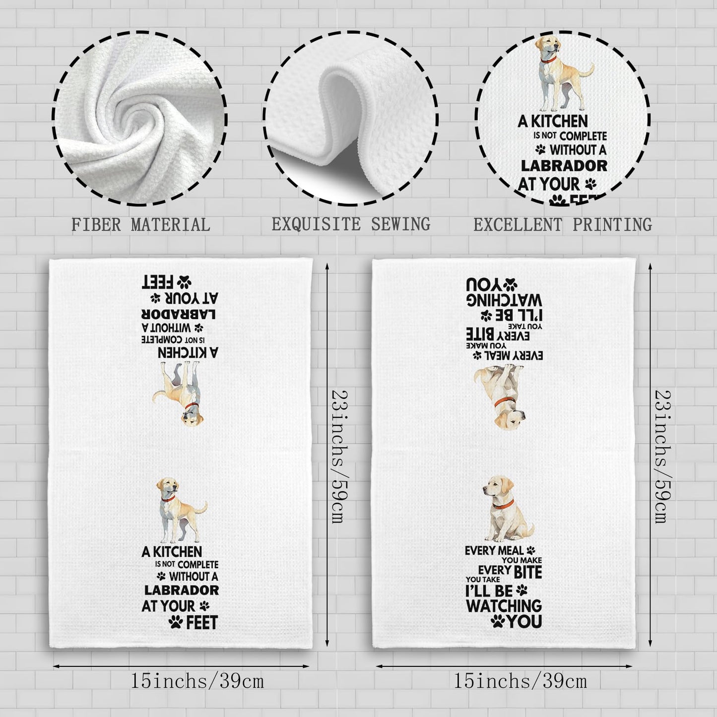Labrador Retriever Kitchen Towels, 16x24 Inch, Modern, Polyester, Yellow Lab Gifts, Labrador Retriever Dog Hand Dish Tea Towels for Kitchen