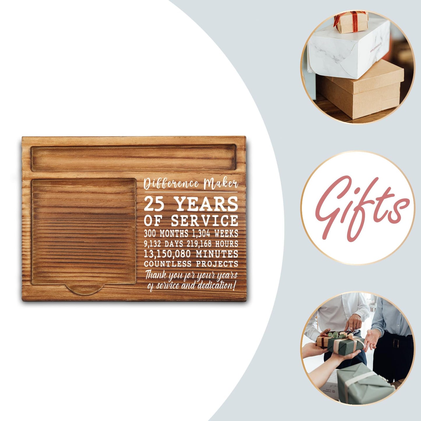25th Work Anniversary Sticky Note Holder, Thank You Appreciation 25 Year Work Anniversary Decor Gifts for Women, Employee, Him, Her, Happy 25th Work Anniversary Self-Stick Note Pad Holders GSH28