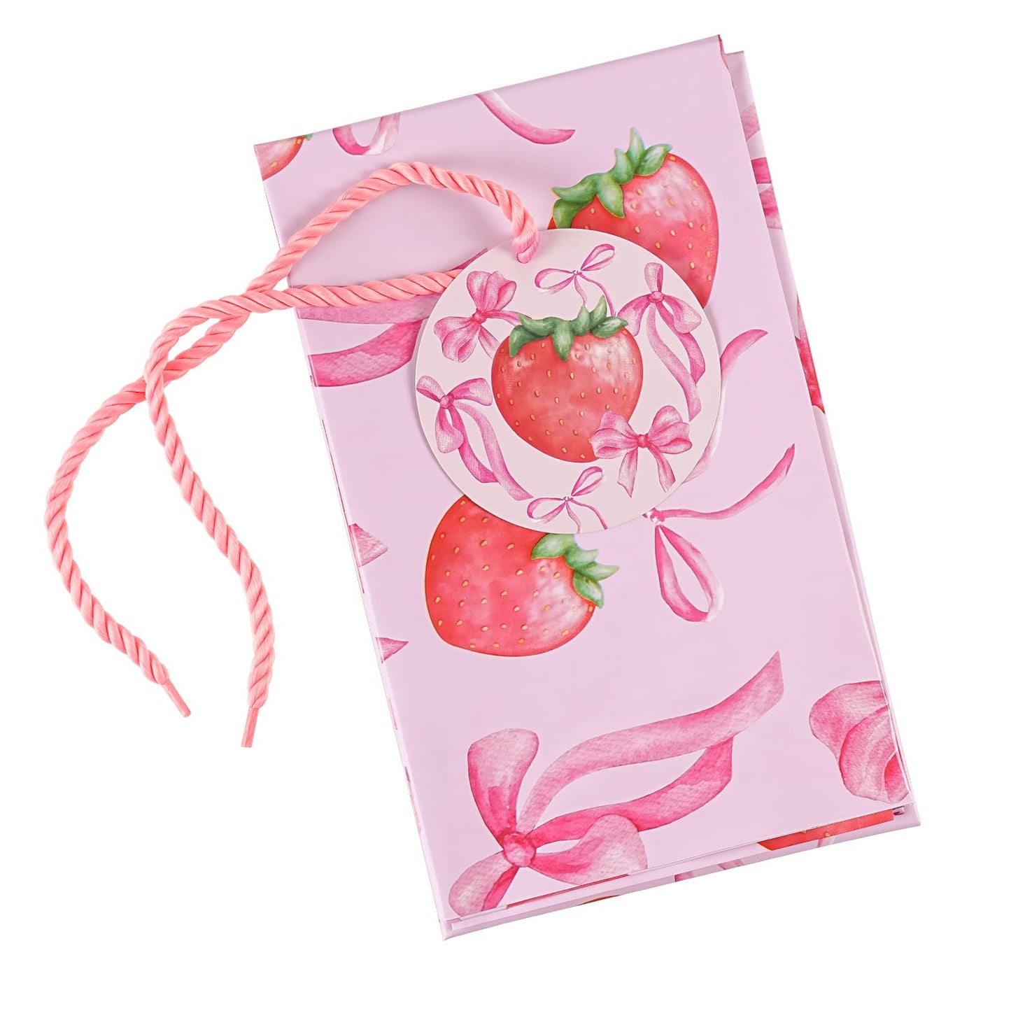 WRAPAHOLIC 56" Large Strawberry Bow Plastic Gift Bag - Pink Bow and Sweet Strawberry Jumbo Bike Bag Gift Wrap for Women Girls Birthday, Baby Shower, Wedding, Bridal Shower - 56" H x 36" W