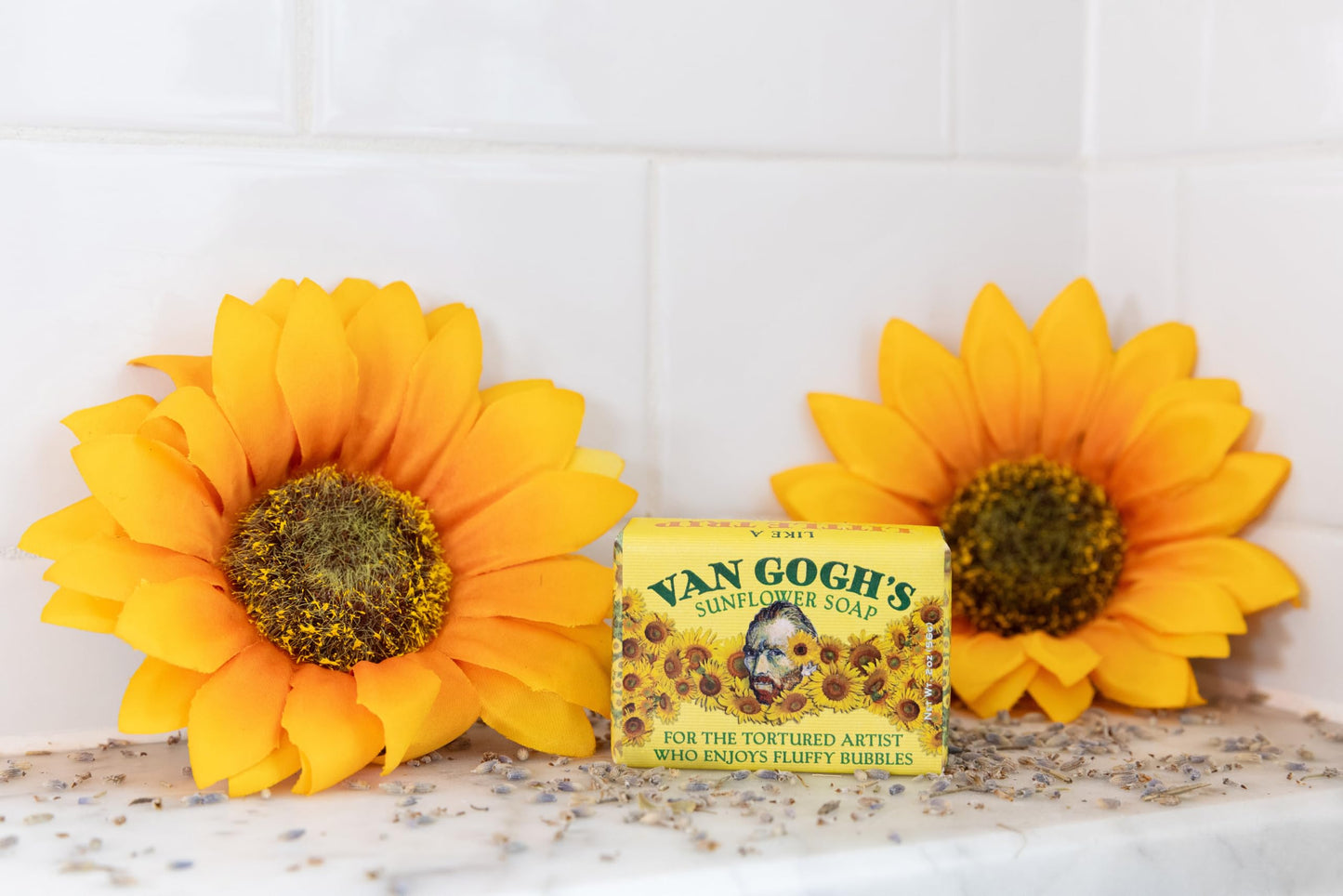 The Unemployed Philosophers Guild Vincent Van Gogh's Sunflower Soap - Made in the USA, 2oz (56g) Travel or Hotel Sized Guest Bar Soap