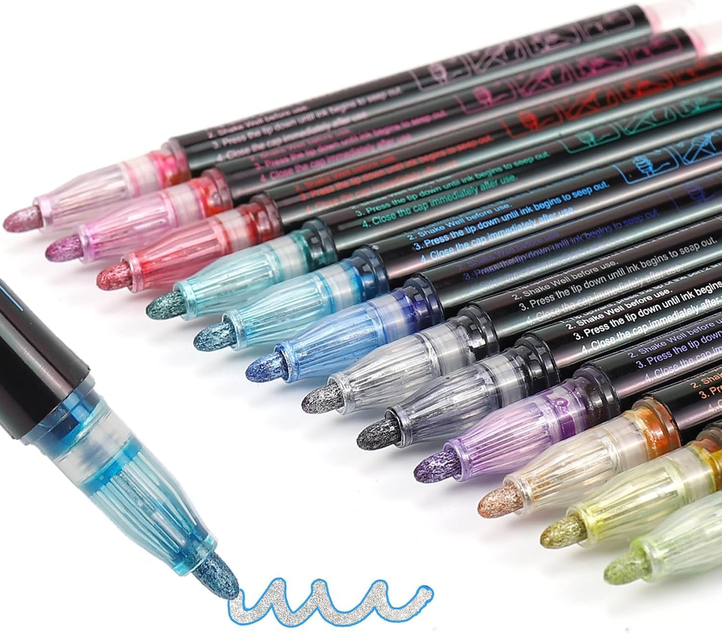 Glitter Markers Outline Pens Metallic,12 Cute Art Supplies Kids 6-8 9-12 10-12 Year Old Tween Teen Girl Gifts Trendy Stuff,Arts Crafts Kids Ages 8-12,Crafts Girls 8-12 Shimmer Sparkle Cool Fun Drawing