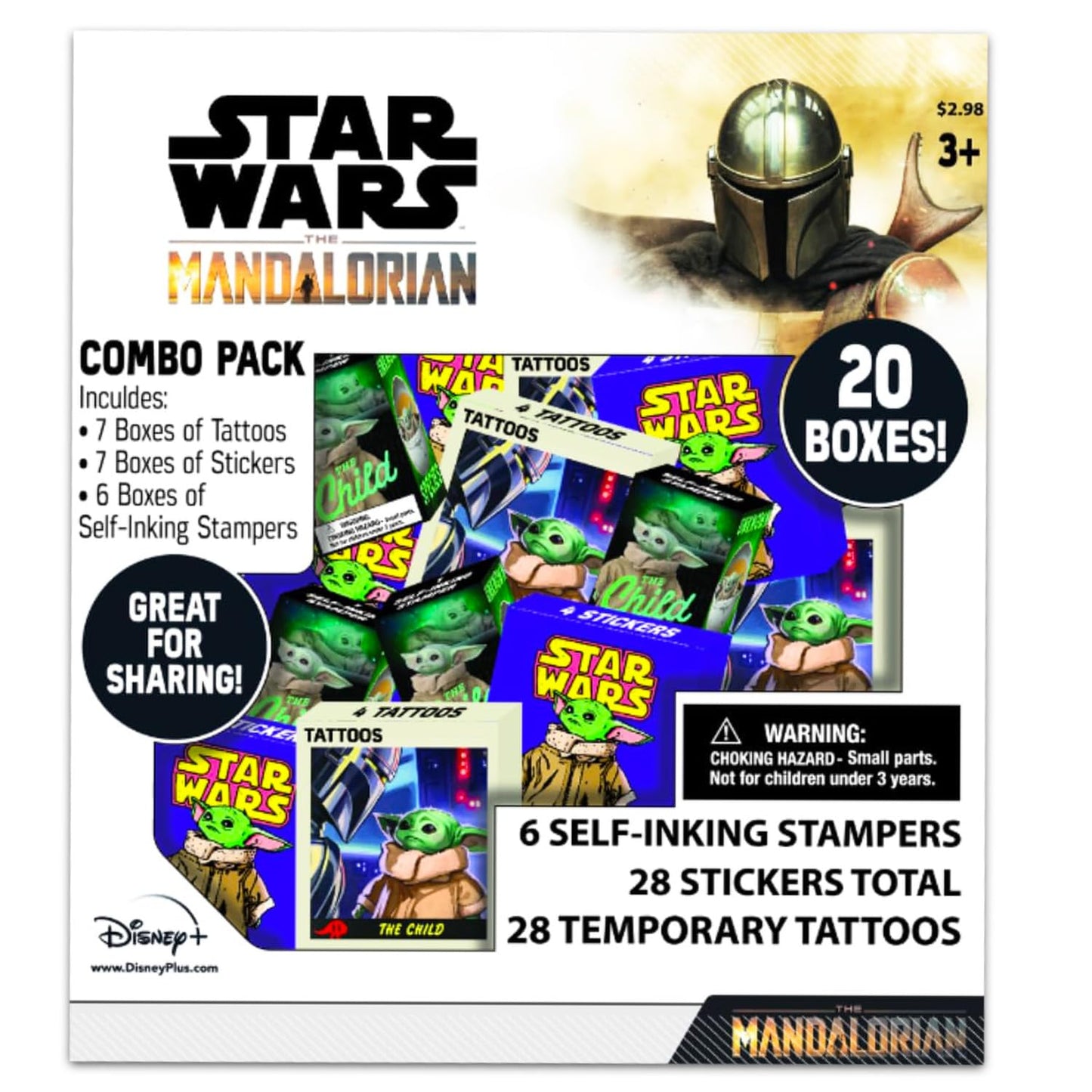 STAR WARS Baby Yoda Party Favors for 20 Guests Bundle ~ 20 Pieces Mandalorian Favor Boxes with Stickers, Tattoos, and Stampers for Kids Birthday Party Party Supplies and Decorations