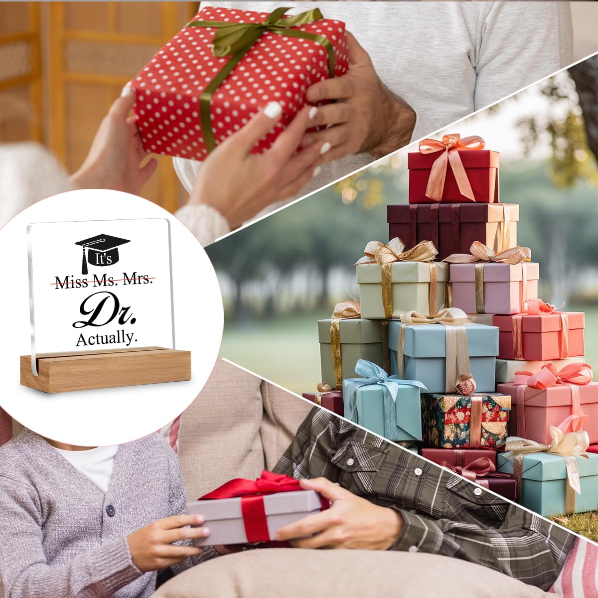 PhD Graduation Gifts for Her, Doctor Gifts for Women, Doctoral Degree Gift, It's Dr Actually Decorative Desk Acrylic Signs Plaque