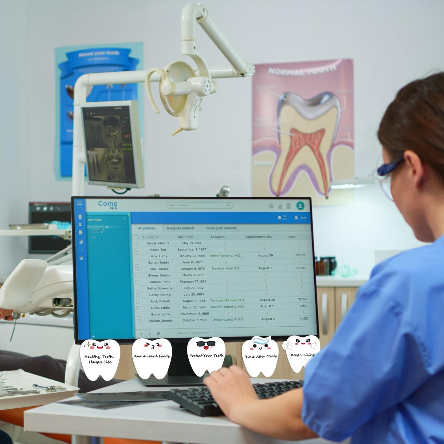 30Pcs Nurse Week Dental Assistant Appreciation Tooth-Shaped Sticky Notes Gifts: Dentist Post it Notepad for Adults, Coworker, Employees Christmas Holiday Office Party Supplies