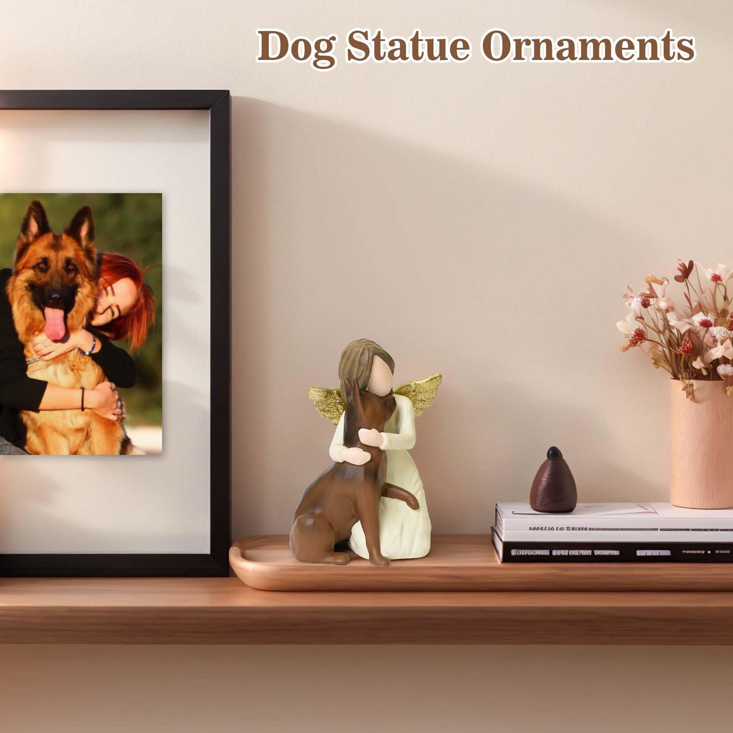 German Shepherd Gifts for Dog Lovers Women, Dog Memorial Gifts for Loss of Dog, Resin Dogs Angel Figurine of Friendship for Pet Loss Sympathy Bereavement Remembrance Gift