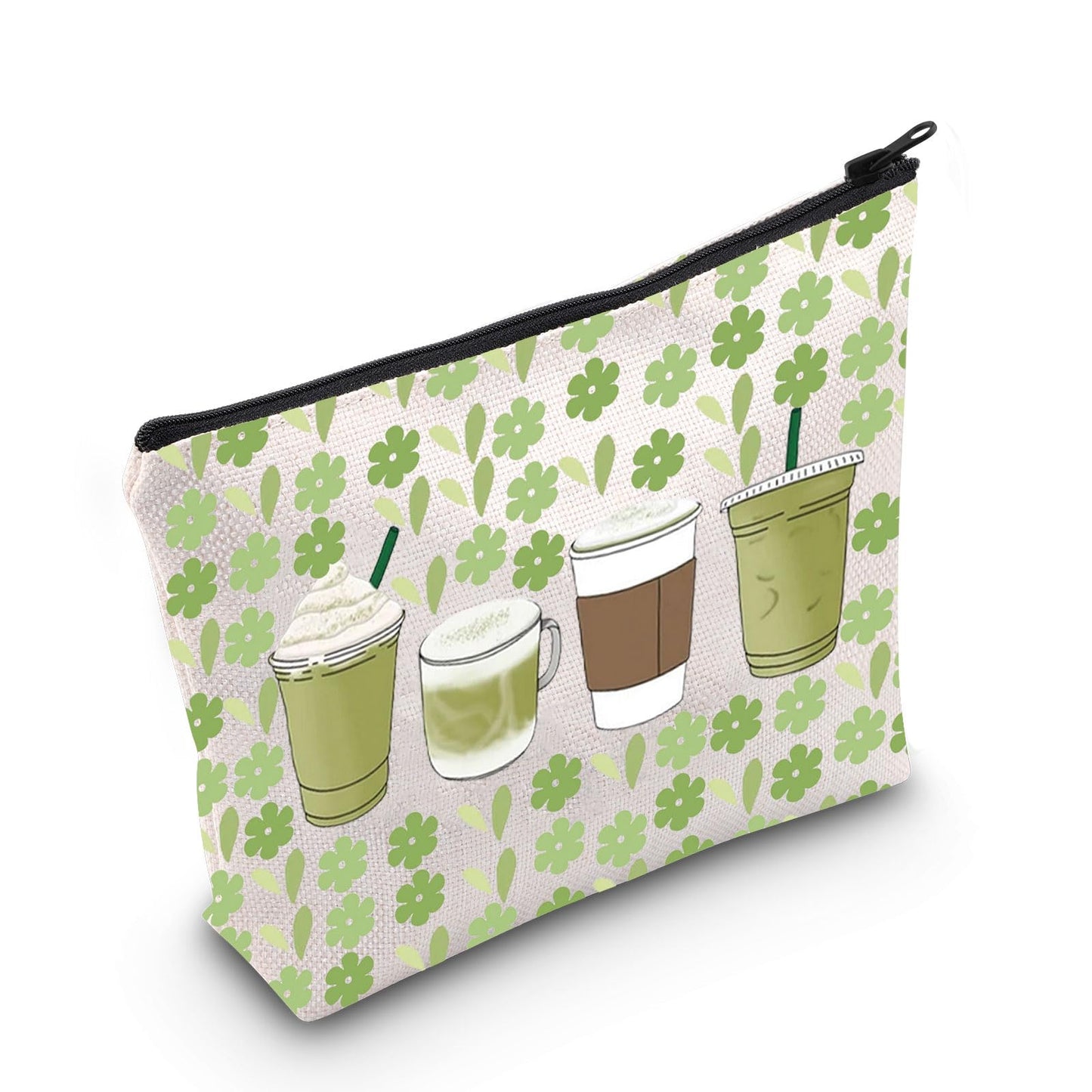 G2TUP Matcha Makeup Bag Matcha Latte Lover Gift Matcha Green Tea Gifts Matcha Drink Lover Zipper Pouch (Green Matcha)