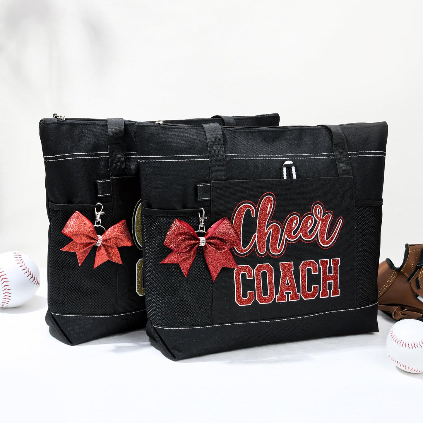Aileam Cheer Coach Tote Bag for Cheerleaders Cheerleading Coach Gift Large Canvas Cheer Bag with Zipper Reusable Shopping Bag for Cheerleader Cheer Stuff Organizer for Girls Coaches