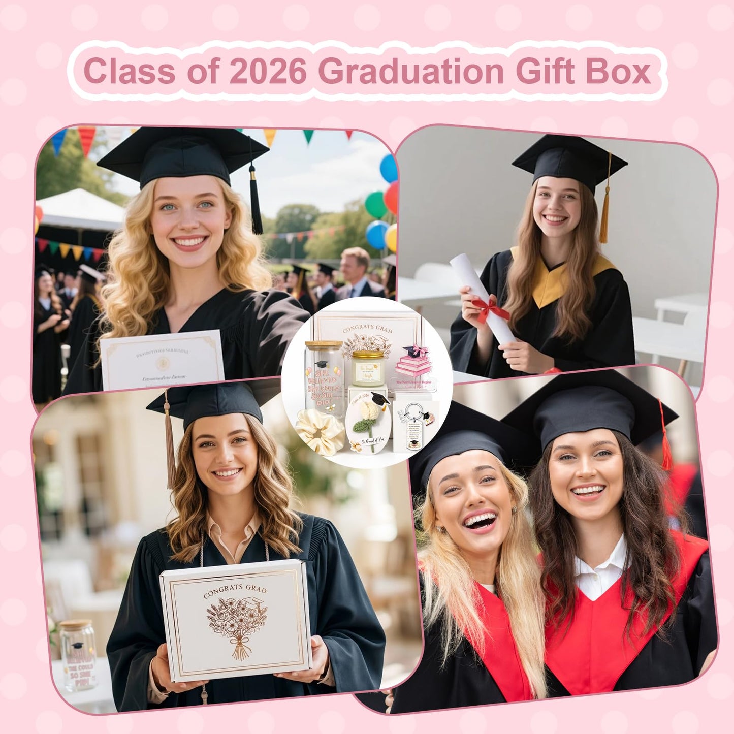 MHSMHL Graduation Gift for Her 2026, College High School Graduation Gifts, Class of 2026 Graduation Gift Box Set for Girls Women Daughter Sister Best Friend, Pink Grad Gifts