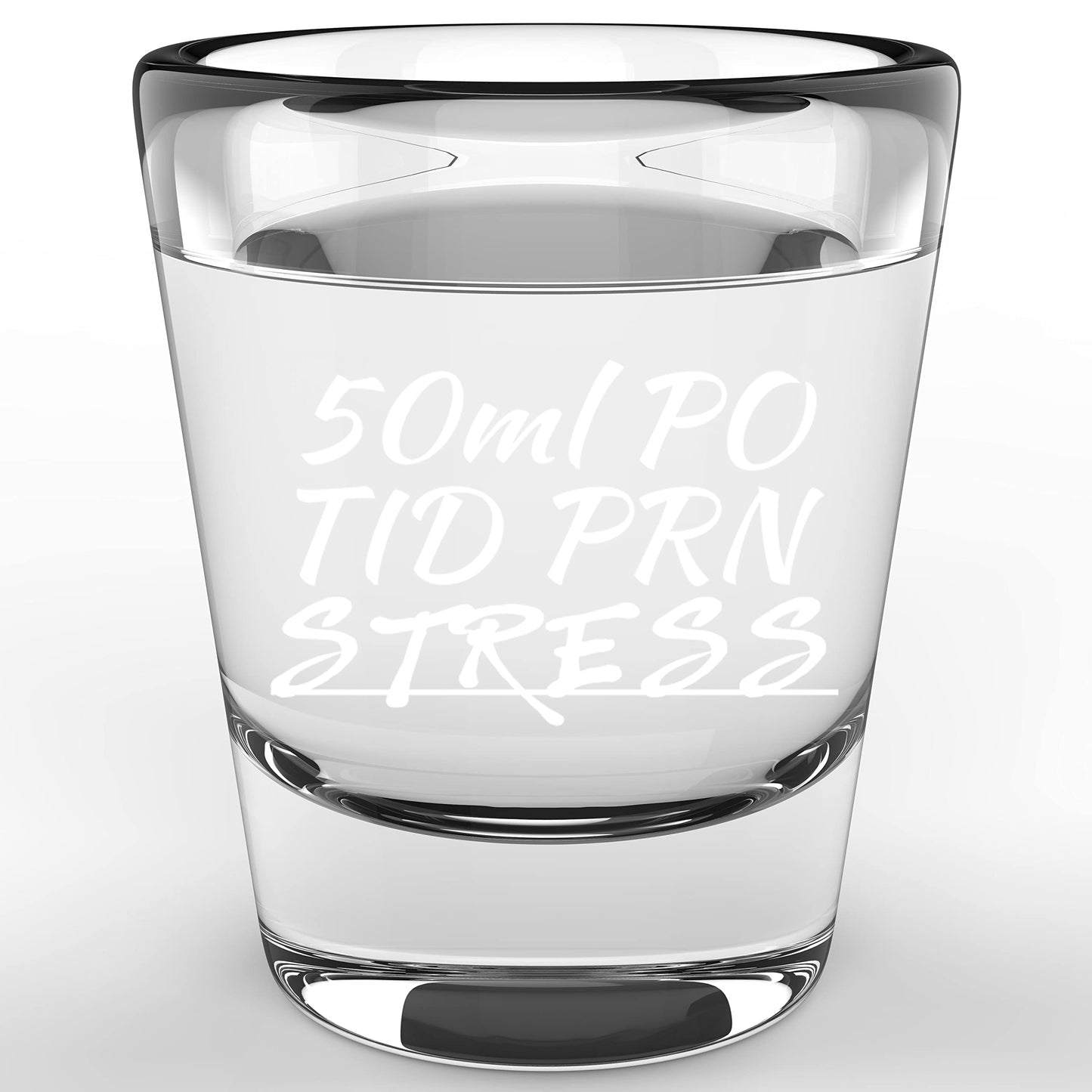 LitGifts Nurse Prescription Shot Glass, 1.75 oz, Glass, White, Funny, Reusable, Made in USA