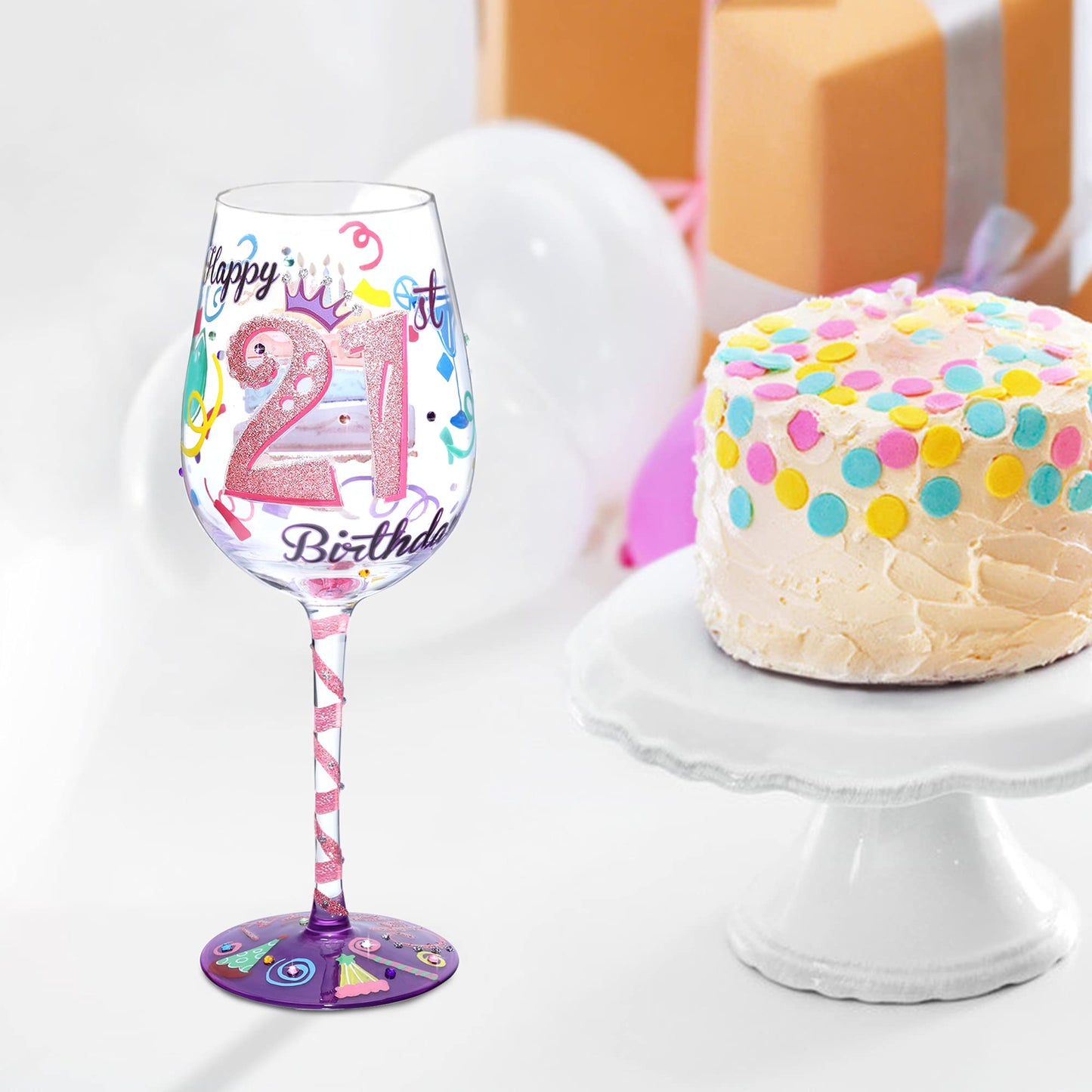 NymphFable Hand-painted Wine Glass 21st Birthday Gift Artisan Painted 15oz Personalised Gift for Her
