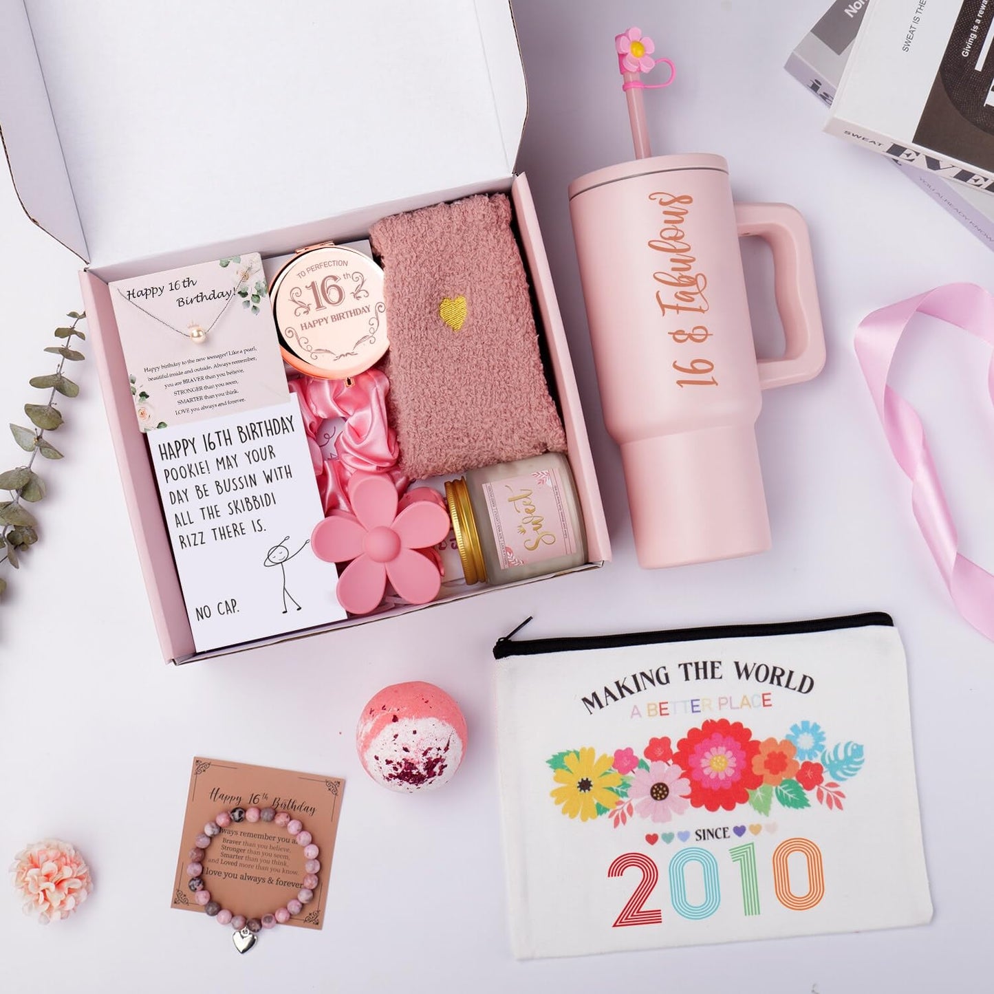 Ithmahco Sweet 16 Gifts for Girls, 16 Year Old Girl Birthday Gift Ideas, 16th Birthday Gifts for Girls, Sweet Sixteen Gift for Girl Daughter Niece Granddaughter, 16th Bday Spa Baskets Present for Her