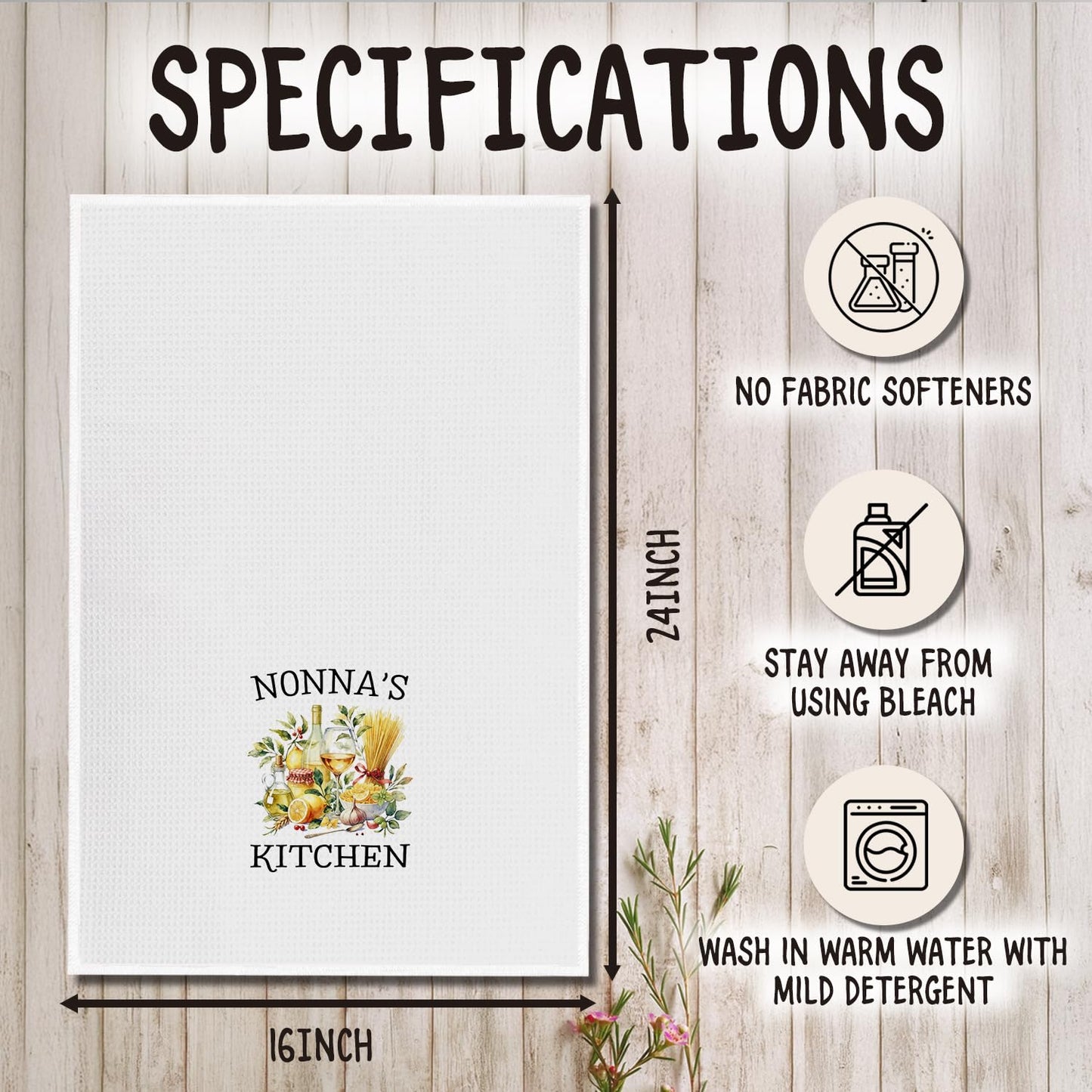 Nonna's Grandma Kitchen Towels, Italian Grandma Gifts from Grandkids Dish Tea Towels, Nonna Grandmother Gifts for Birthday Christmas Decorative Hand Towel for Kitchen, 16x24 Inch