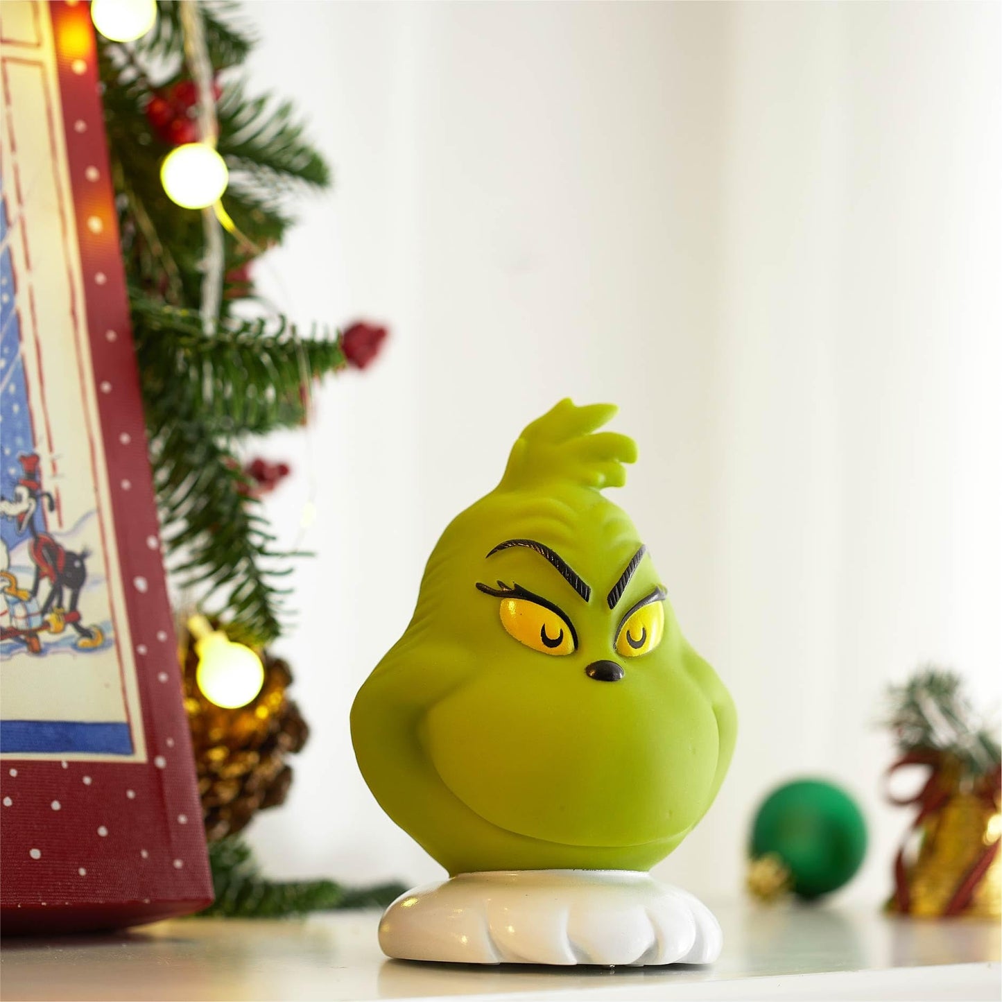 Grinch Dr.Seuss Squishy Night Light 6" Soft LED Mood Lamp for Christmas Decor, Kids Bedrooms, Collectors & Gift Giving