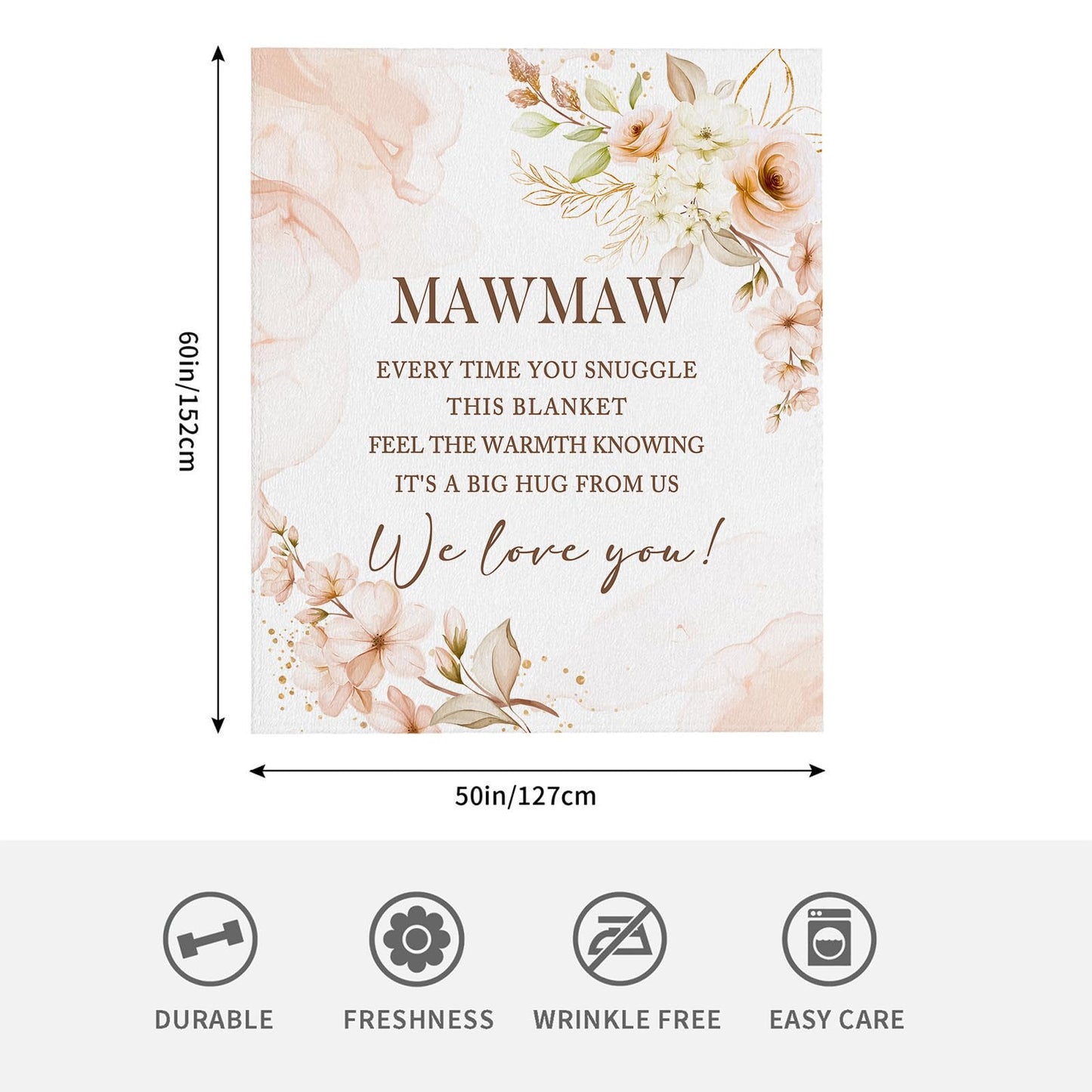 Mawmaw Gifts, Gifts for Mawmaw, Mawmaw Birthday Gifts, Mawmaw Blanket 60" x 50", Mawmaw Gifts for Grandma, Mawmaw Gifts from Grandkids, Mawmaw Gifts for Christmas/Mother's Day