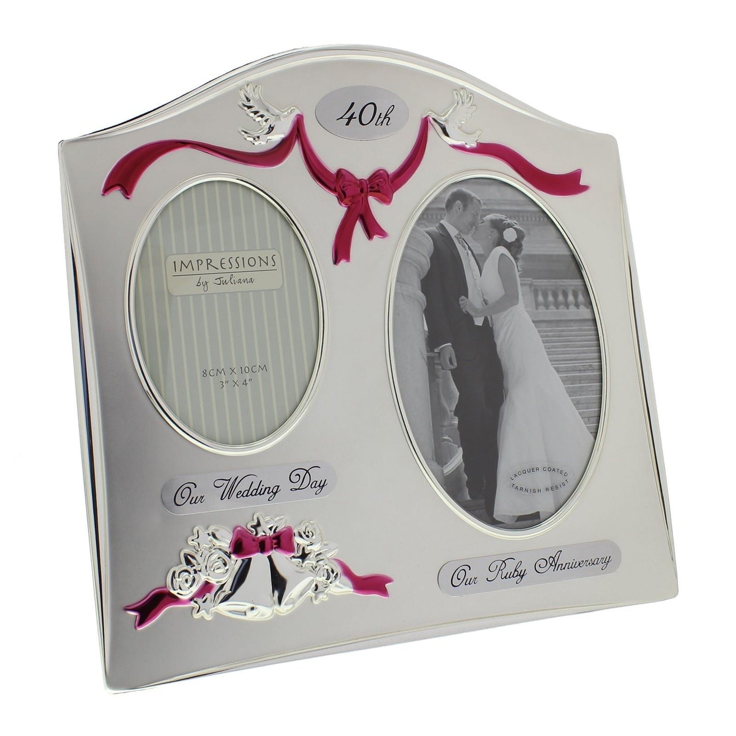 Juliana Photo Frame 2 Tone Silver Plated Double Wedding Anniversary - 40th Ruby FS55040