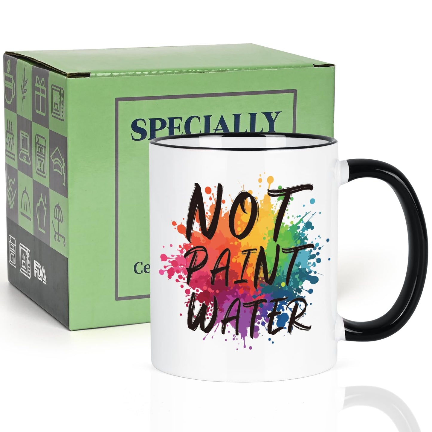 YHRJWN Not Paint Water Artist Gifts Coffee Mug, Funny Art Teacher Gifts for Professor, Educator Appreciation, Retirement, Teachers' Day Birthday Christmas Teacher Mug Gift,11Oz