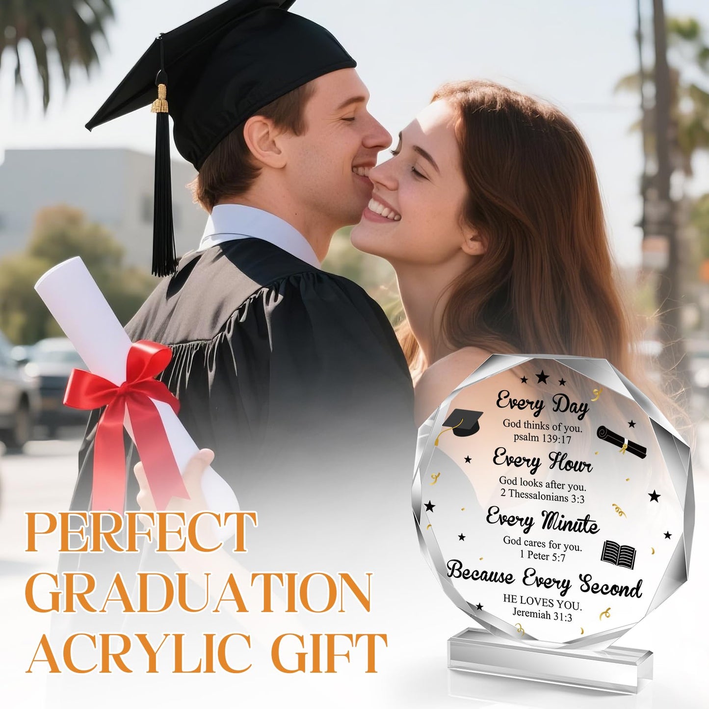 2026 Graduation Christian Gifts for Her Inspirational Acrylic Gifts Women Men College High School Graduation Gifts, Masters Degree Graduate Gifts Decor