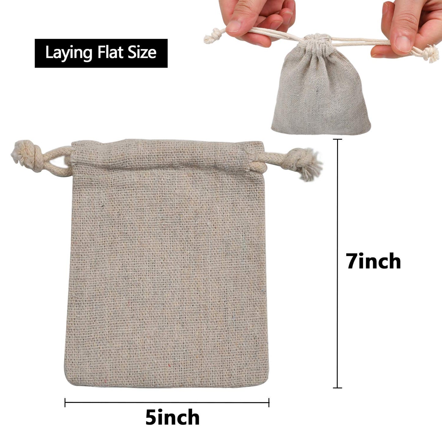 calary 5x6.9 Inch Double Canvas Drawstring Bag Cotton Pouch Gift Sachet Bags Muslin Bag Reusable Tea Bag (25pcs)
