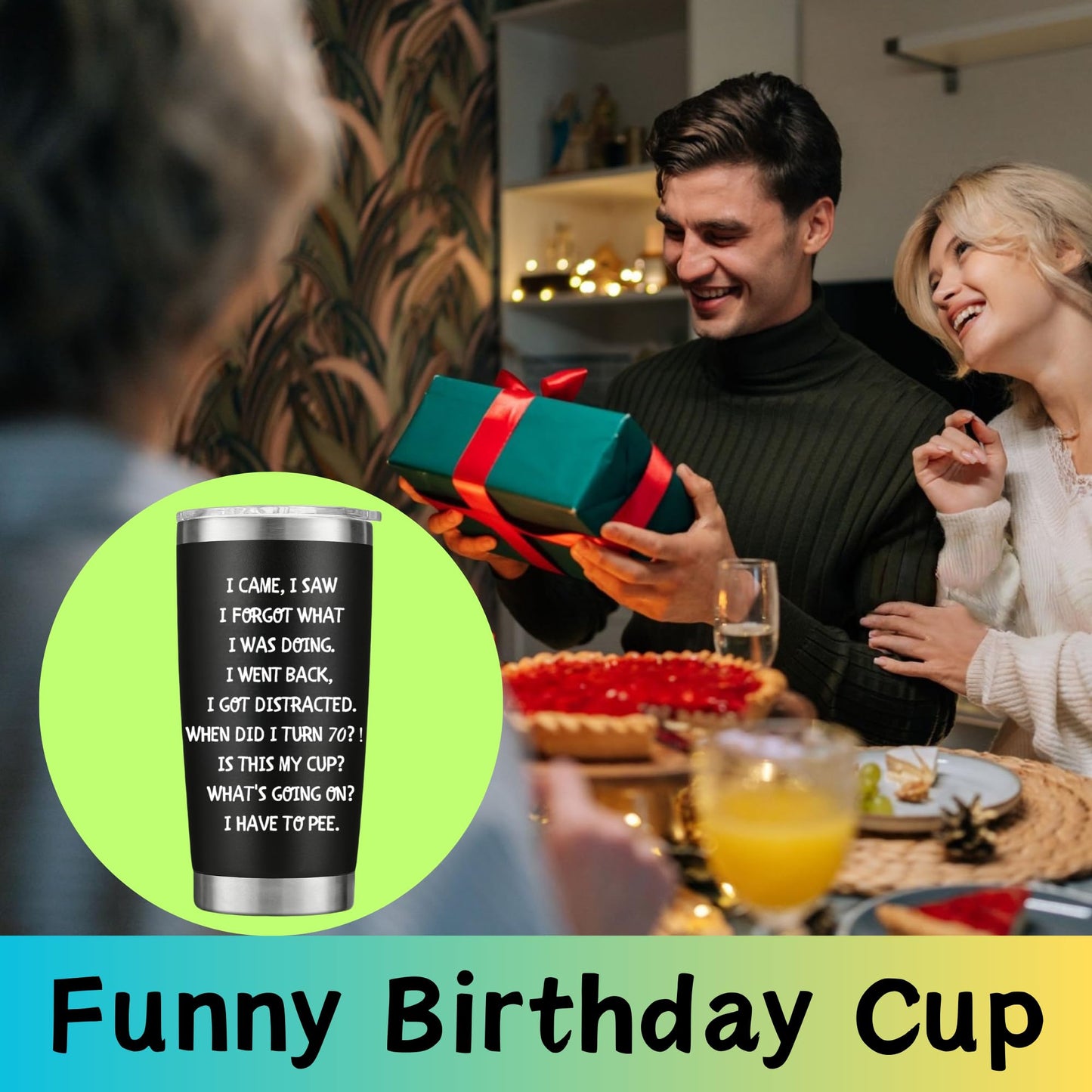 70th Birthday Gifts For Men Women-20 OZ Stainless Steel Tumbler-70th Birthday Decorations for Him Her
