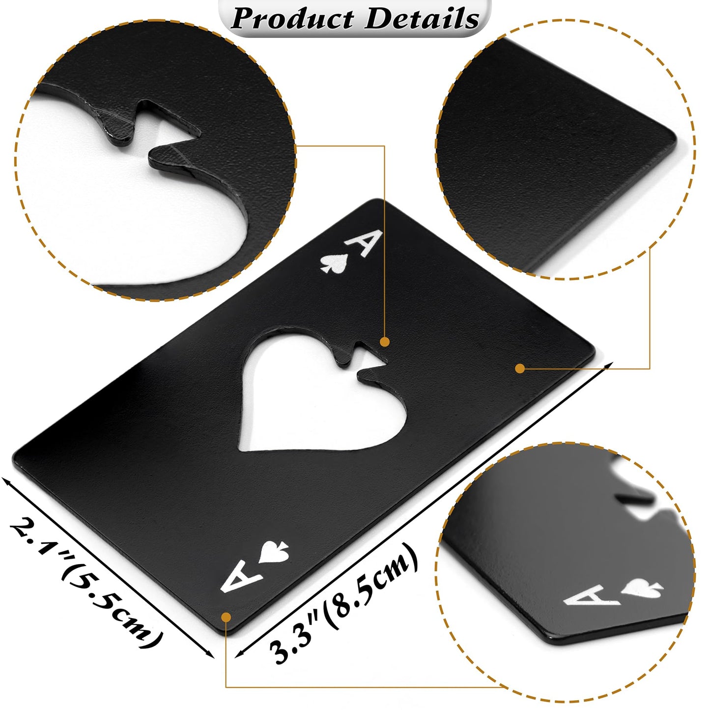 Wine Bottle Opener Stainless Steel Credit Card Size Casino Beer Bottle Opener Cap Opener for Your Wallet Wedding Party Groomsmen Bridesmaid Gifts 6 Pcs (Black)