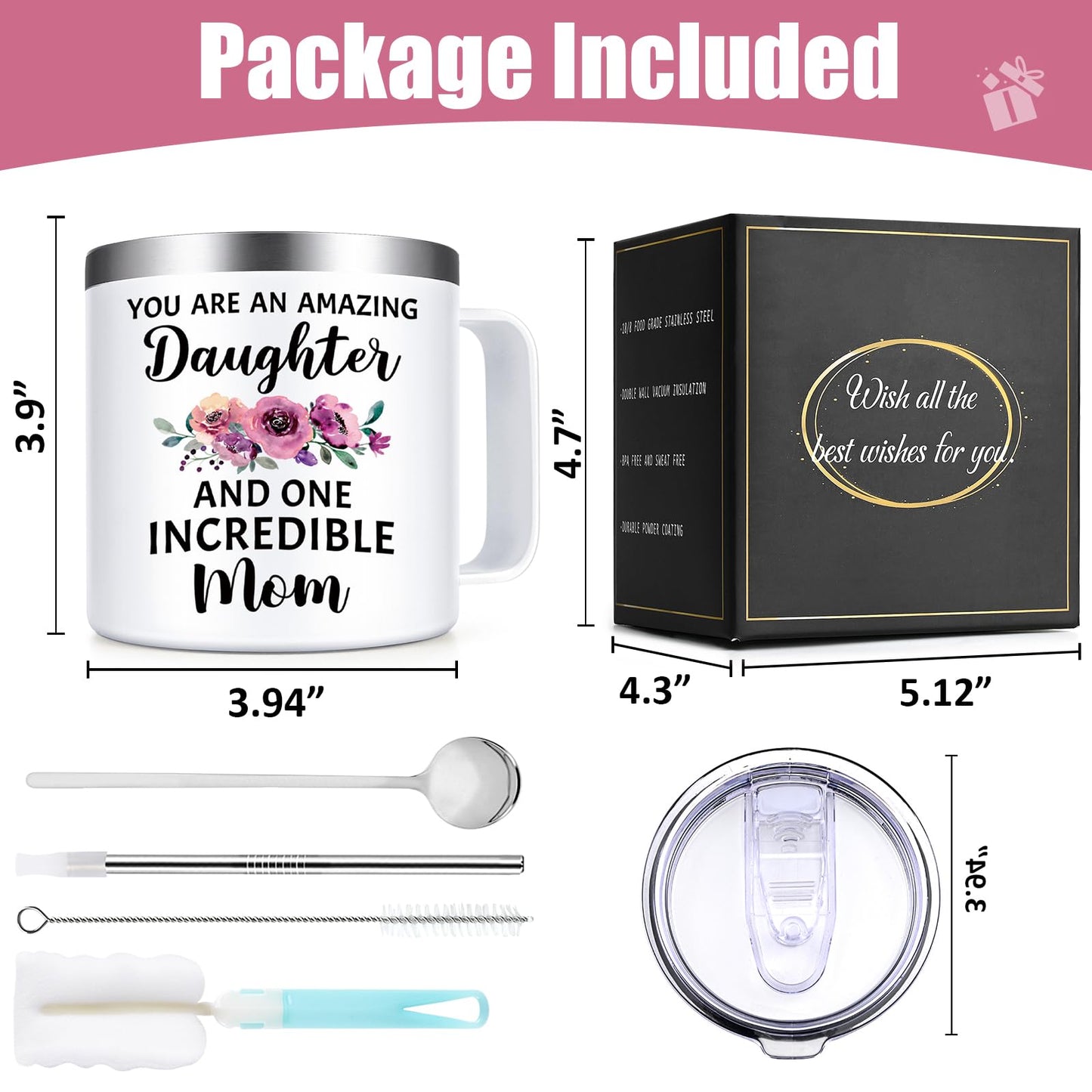 Lifecapido Daughter in Law Gifts from Mother in Law, 14oz Insulated Coffee Mug, Birthday Christmas Mothers Day Gifts for Daughter in Law, Cream