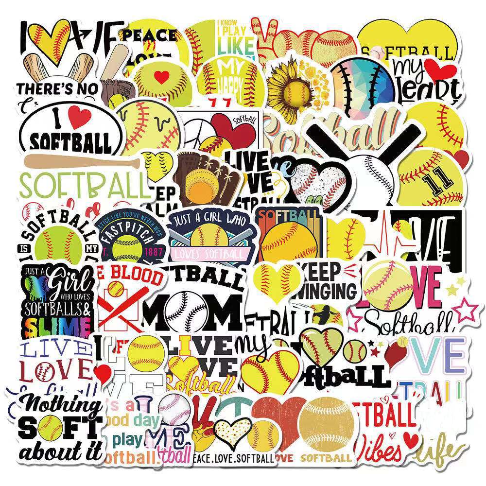 50PCS Softball Stickers, Sports Stickers for Water Bottle, Laptop, Phone, Perfect Softball Gifts for Girls and Teen Sticker