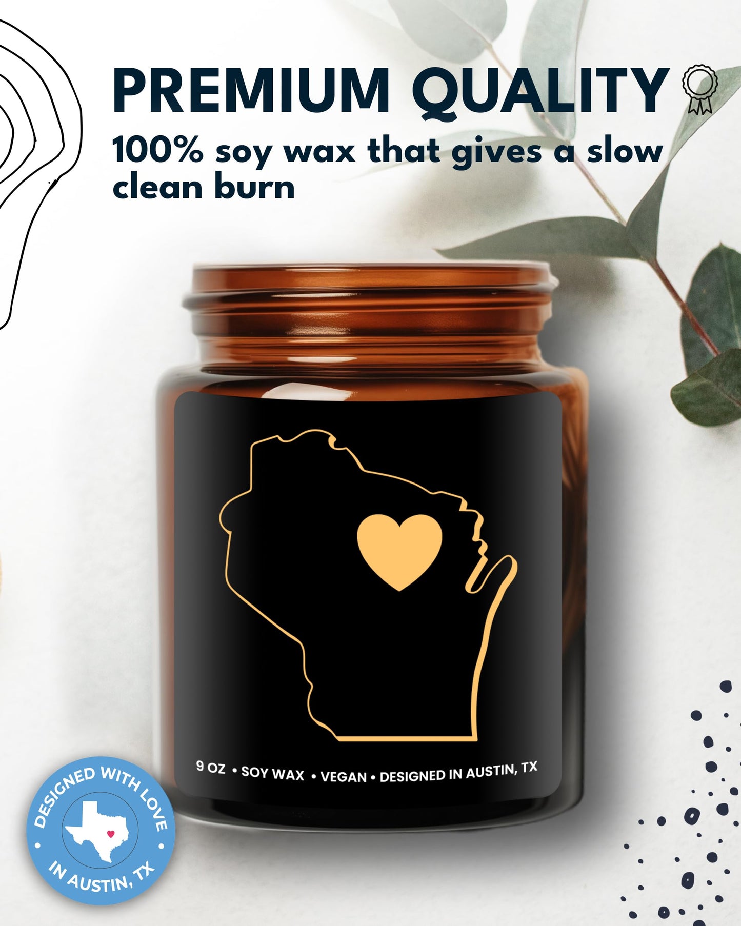 Wisconsin Candle, Thoughtful Wisconsin Themed Souvenirs & Gifts for Men and Women, Unique State Gifts, Best Sentimental Gift for Moving Away, Ideal for Birthday, Christmas, Graduation, Gift Ready