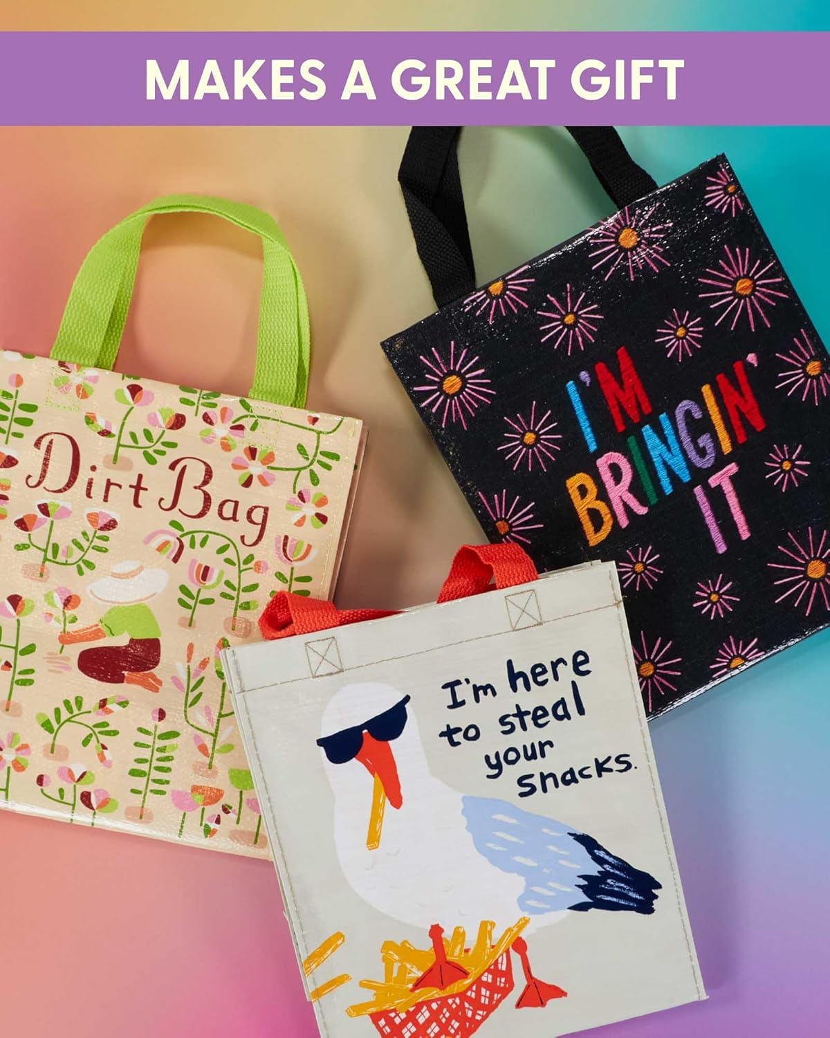 Blue Q Handy Tote Bag - Doggy Bag - Recycled & Reusable Sturdy Canvas Shopping Bag with Quirky Art and Handles, 95% Recycled Material, Ideal for Lunch, Gift, Groceries 10" h x 8.5" w x 4.5" d