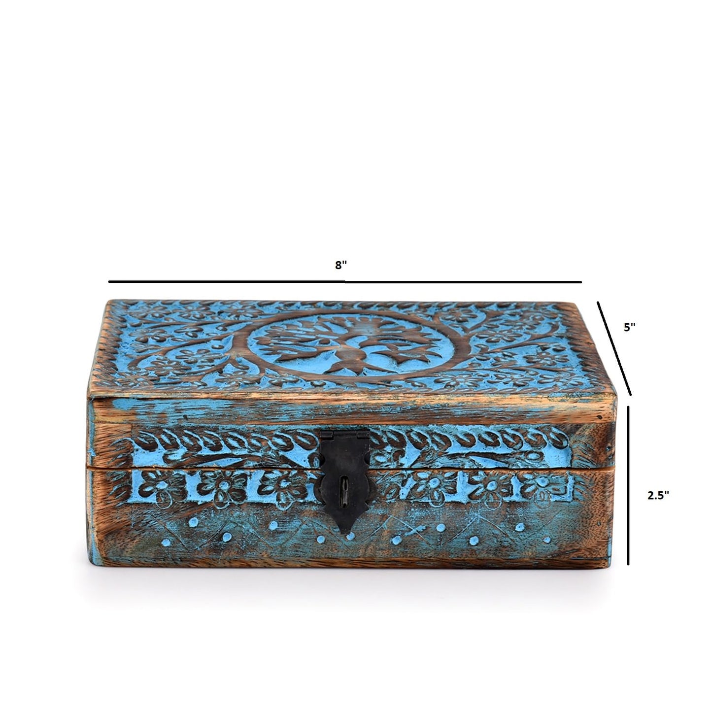 |Wooden Jewelry Box, Tarot Box, Celestial Home Decor, Witch Box, Tree of Life, Trinket Box |Size- 8" x 5" x 2.5",| Decorative Storage Bin