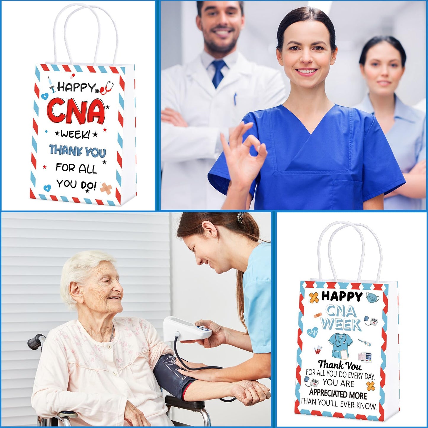 Gilprop 48 Pcs CNA Week Gifts Bags Bulk Double Sided CNA Thank You Bags Certified Nursing Assistant Appreciation Gift for Medical Journal Medical Assistant Nursing Student Graduation Retirement