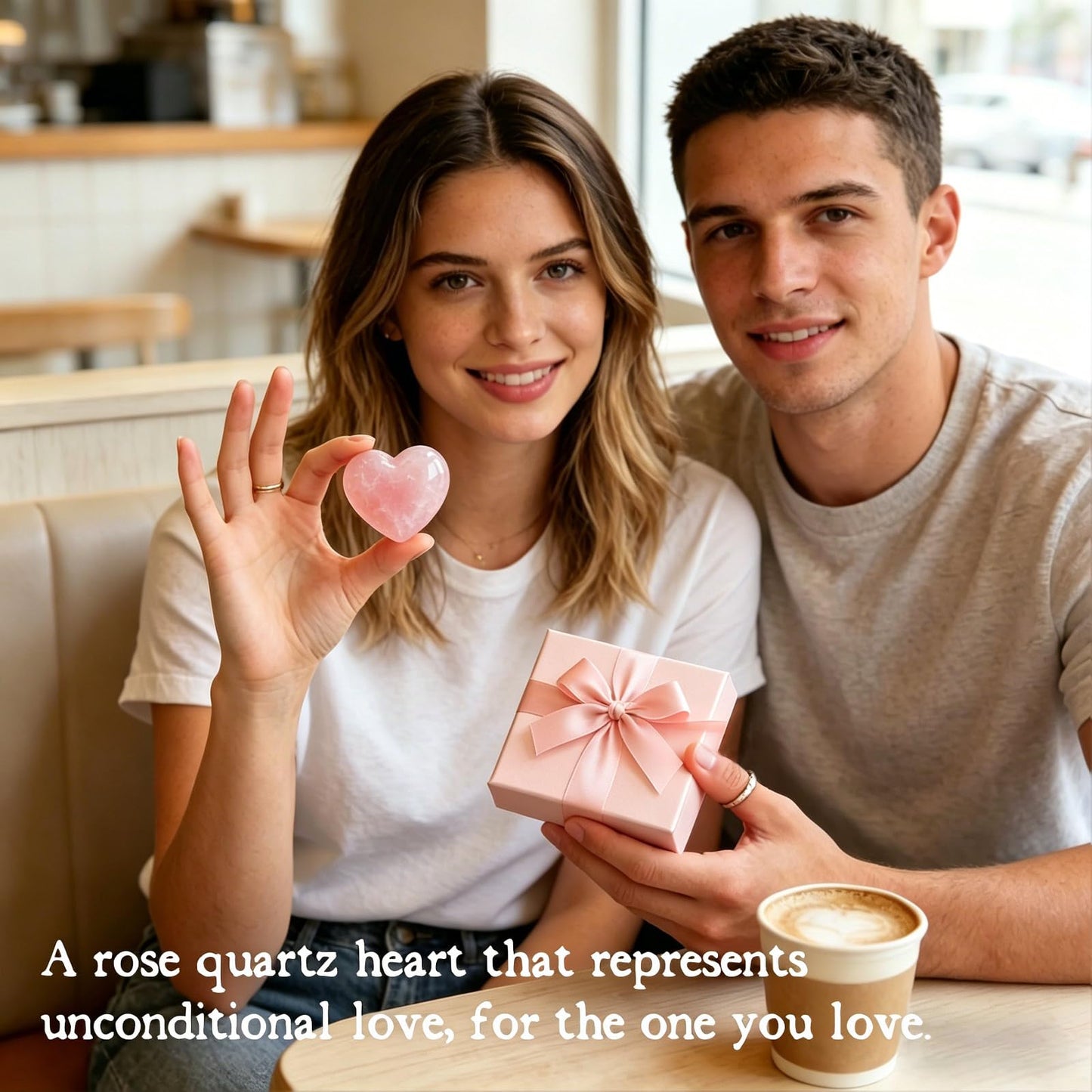 Gift for Girlfriend – My Rock Rose Quartz Heart Pocket Hug, Natural Crystal Love Stone Keepsake with Message Card & Gift Box, Love Gift from Boyfriend